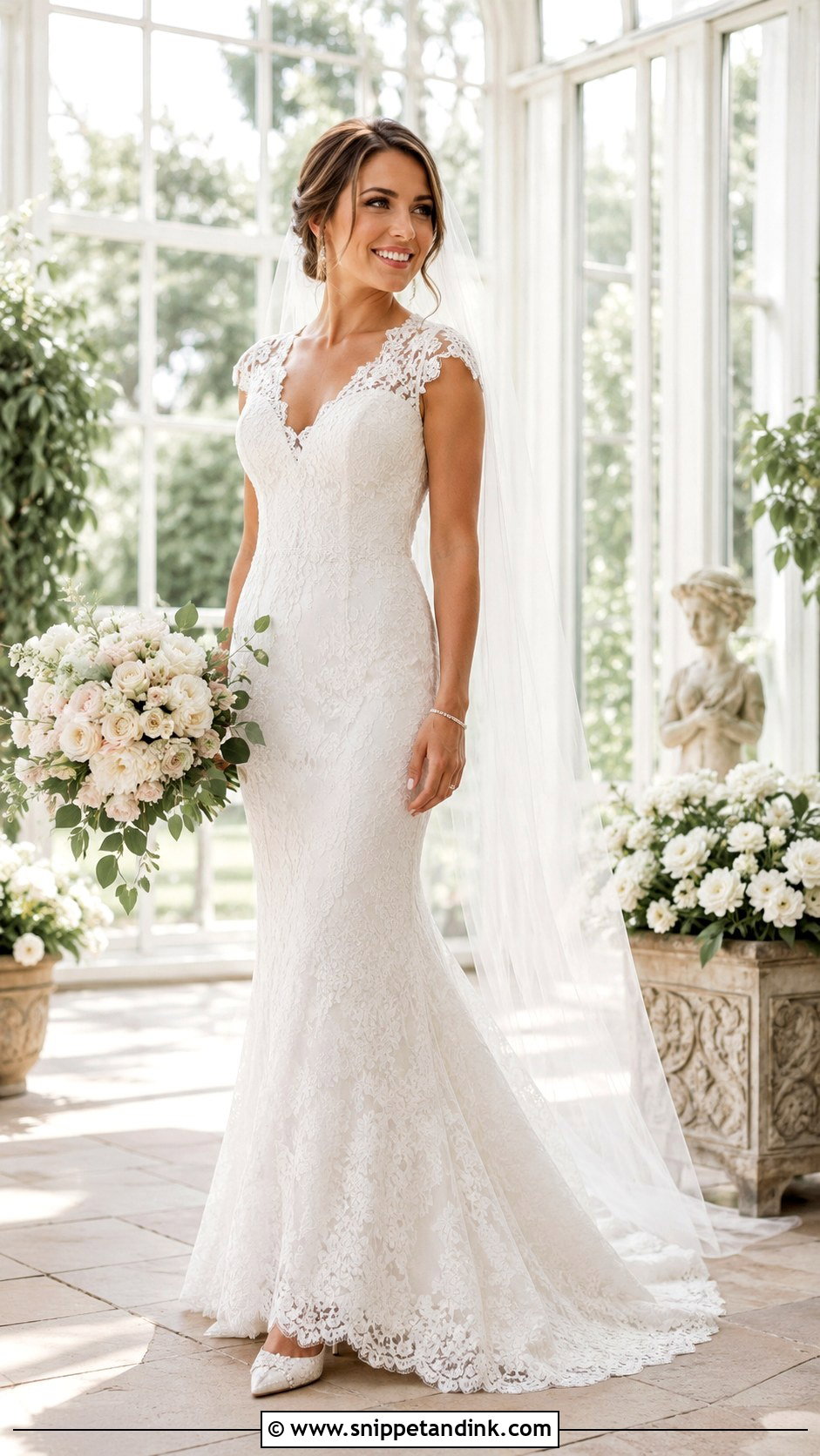 Fitted Lace Wedding Dress With Cap Sleeves - Snippet and Ink - 25 Fitted Lace Wedding Dress Ideas