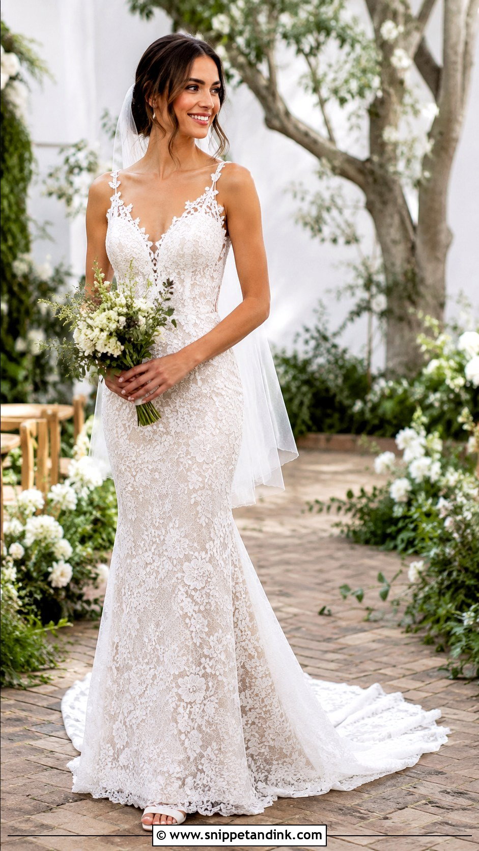 Fitted Lace Wedding Dress With Floral Lace - Snippet and Ink - 25 Fitted Lace Wedding Dress Ideas