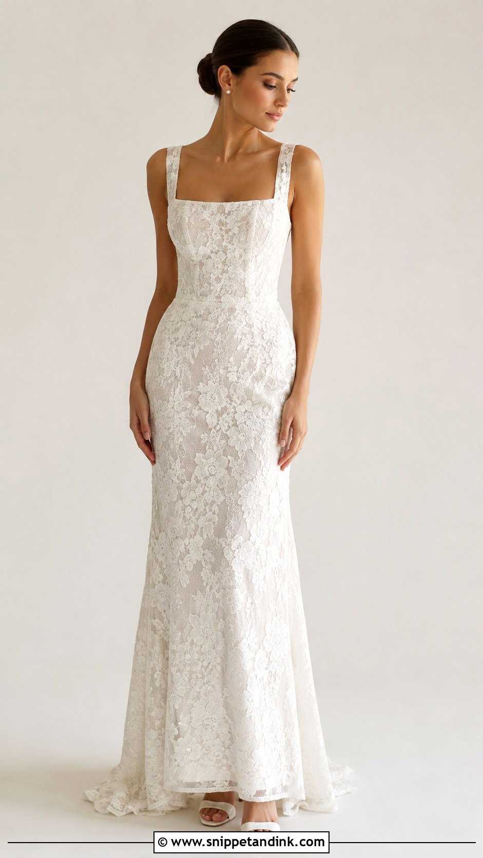 Fitted Lace Wedding Dress With Square Neckline - Snippet and Ink - 25 Fitted Lace Wedding Dress Ideas