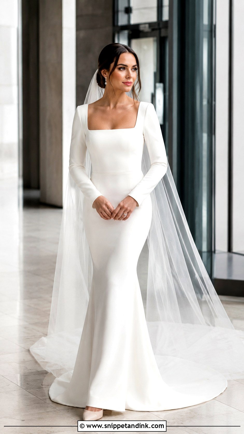 Fitted Long Sleeve Fall Wedding Gown - Snippet and Ink - 20 Fall Wedding Gowns