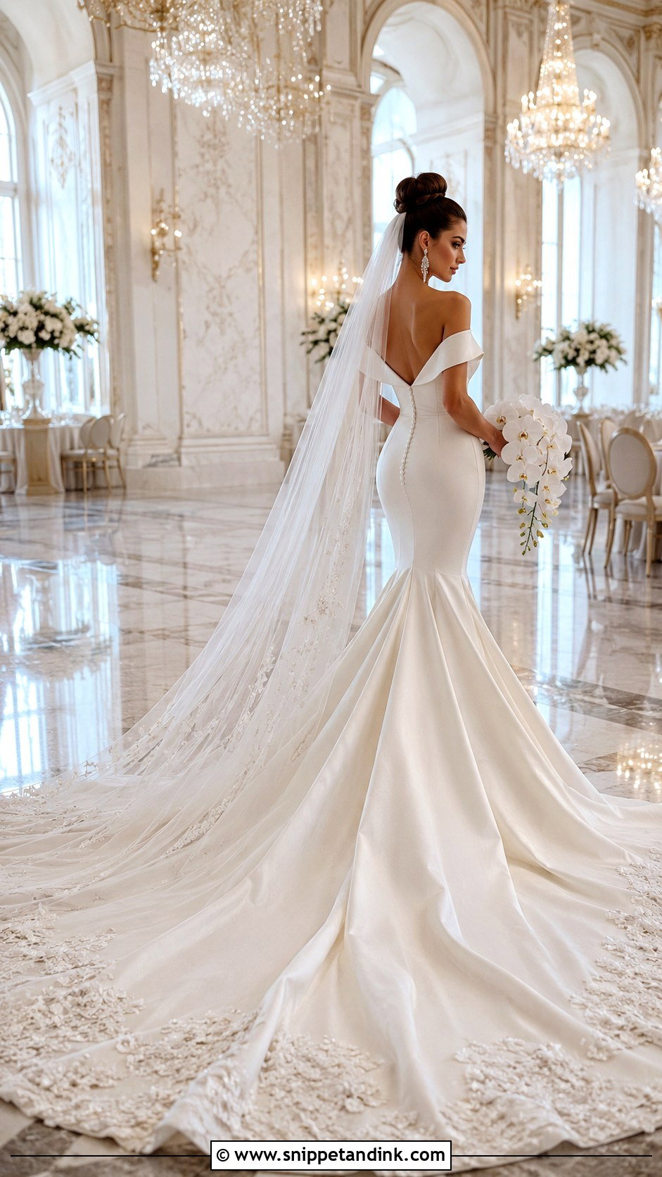 Fitted Mermaid Wedding Dress With Cathedral Train - Snippet and Ink - 20 Fitted Wedding Dress with Train Ideas