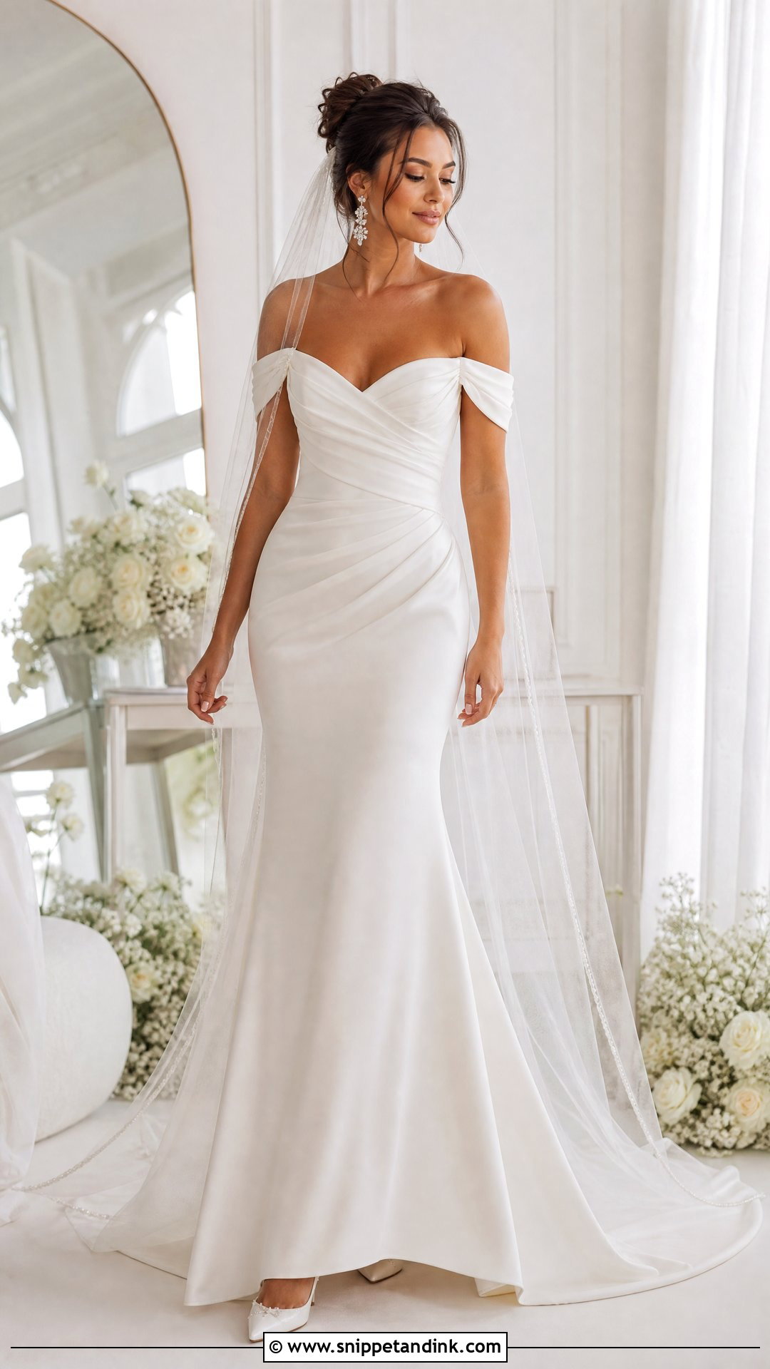 Fitted Off Shoulder Wedding Dress - Snippet and Ink - 25 Wedding Dresses Fitted