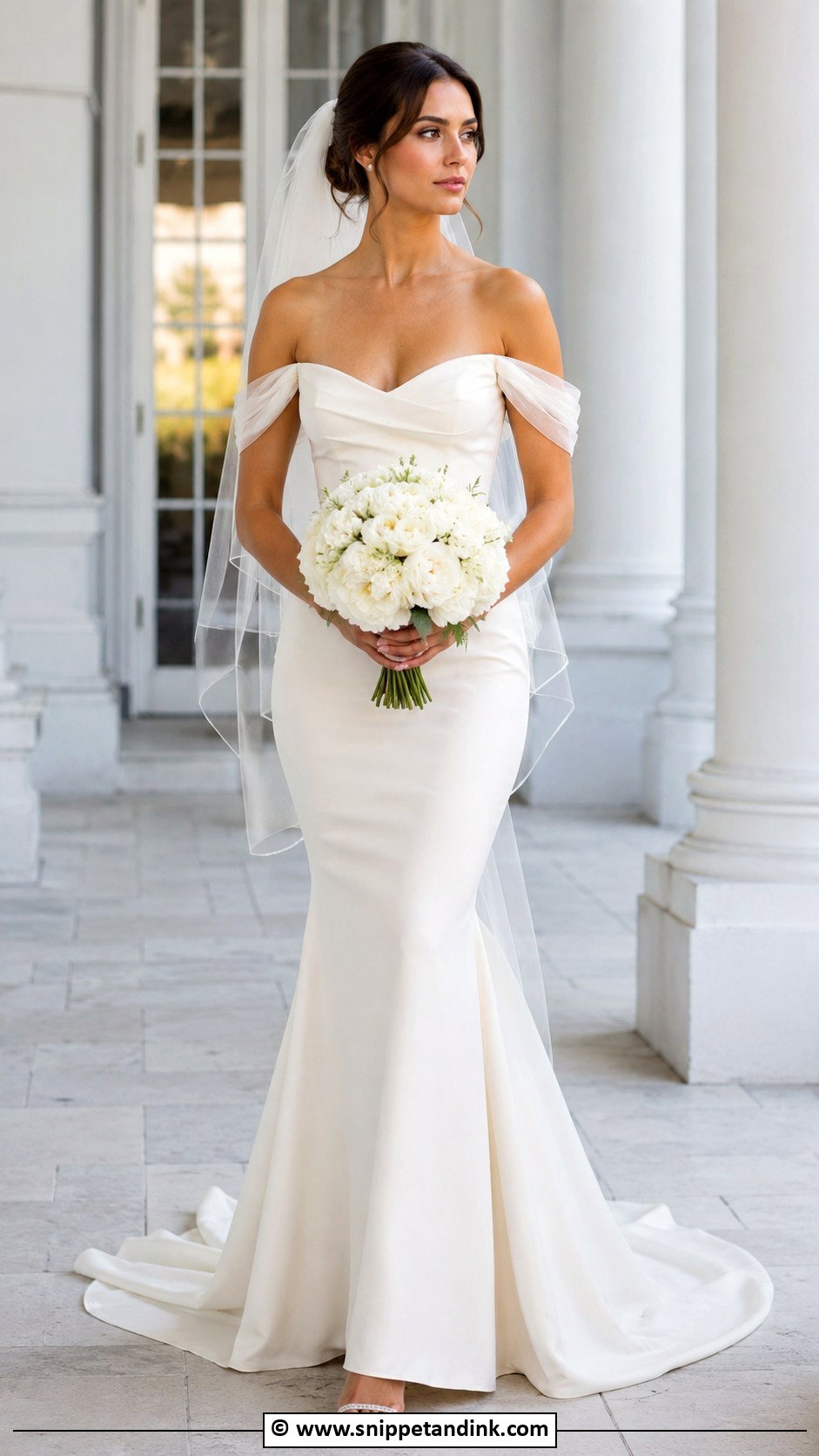 Fitted Off The Shoulder Wedding Dress - Snippet and Ink - 30 Fitted Wedding Dress Ideas