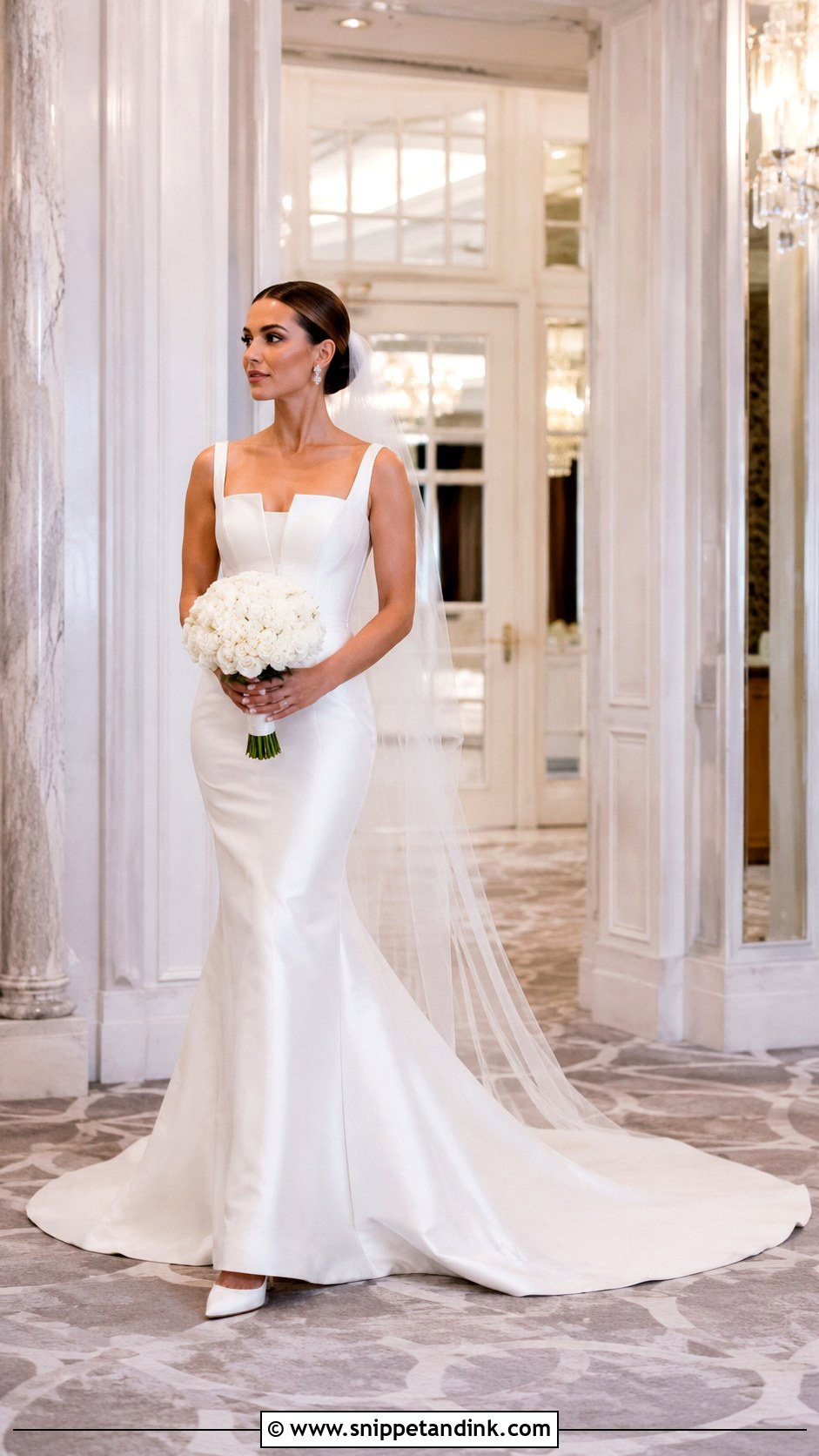 Fitted Satin Wedding Dress With Court Train - Snippet and Ink - 20 Fitted Wedding Dress with Train Ideas