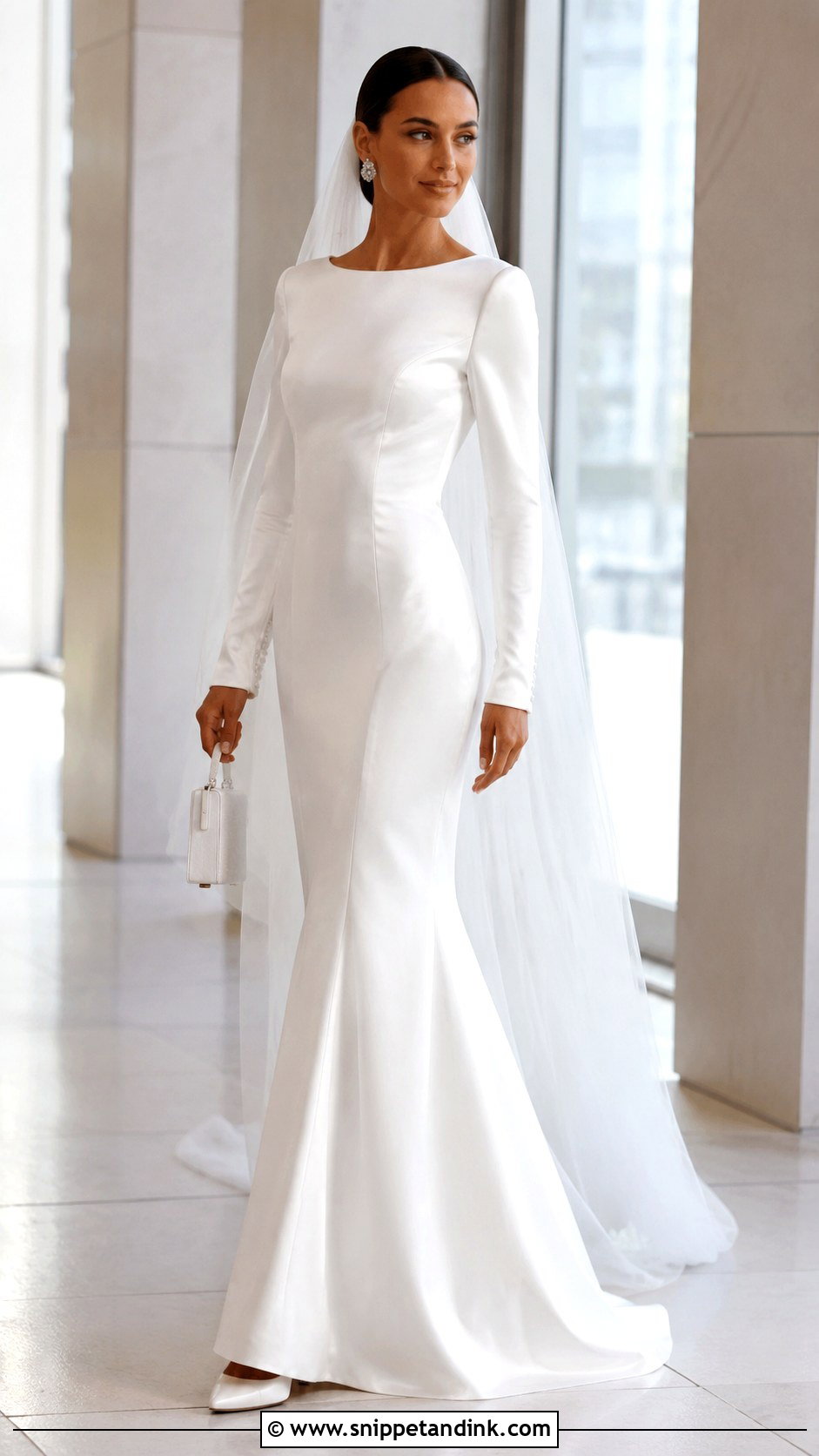 Fitted Sleeve Satin Wedding Dress - Snippet and Ink - 20 Ethereal Wedding Dress with Sleeves