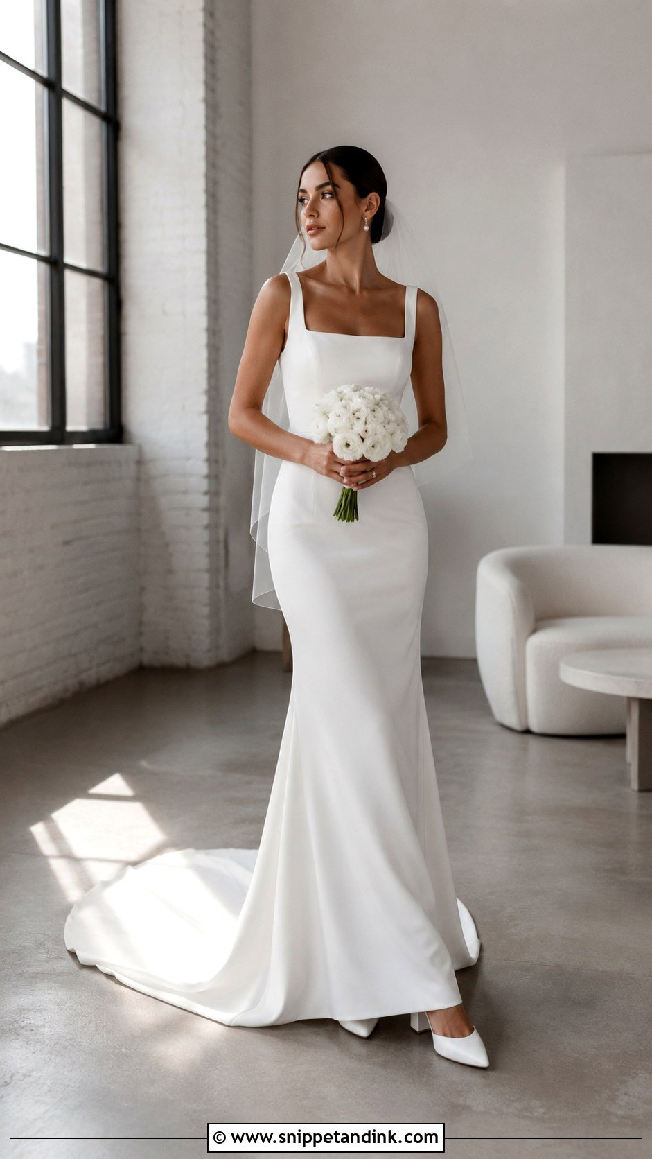 Fitted Square Neck Wedding Dress With Train - Snippet and Ink - 20 Fitted Wedding Dress with Train Ideas