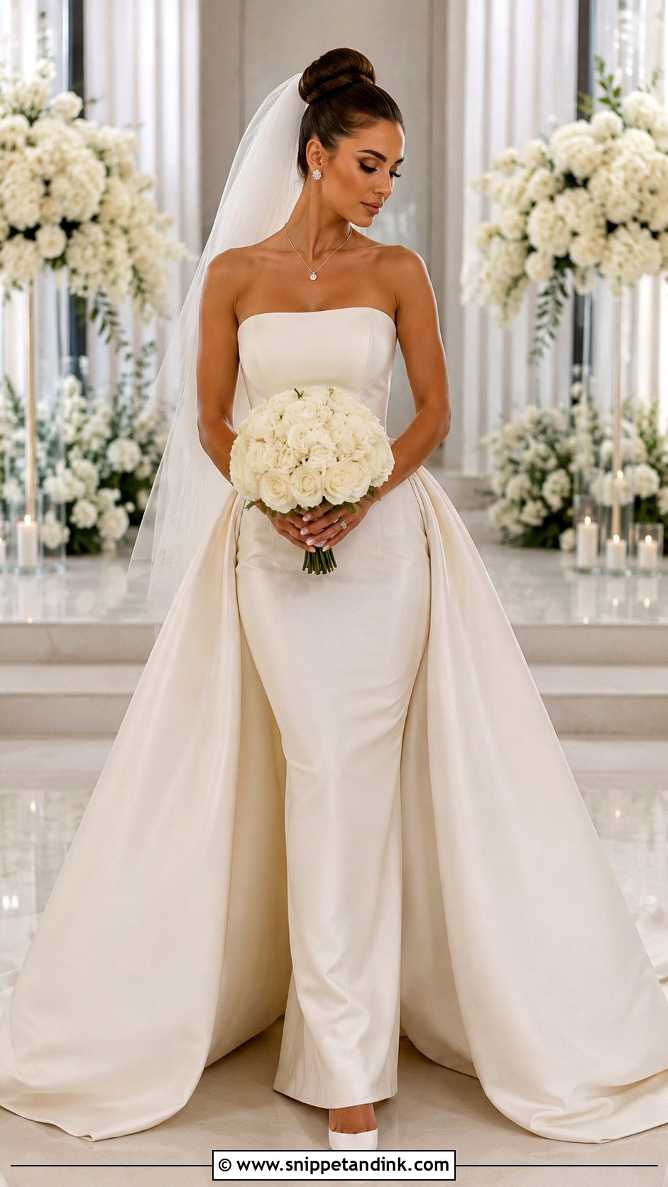 Fitted Strapless Wedding Dress With Detachable Train - Snippet and Ink - 20 Fitted Wedding Dress with Train Ideas
