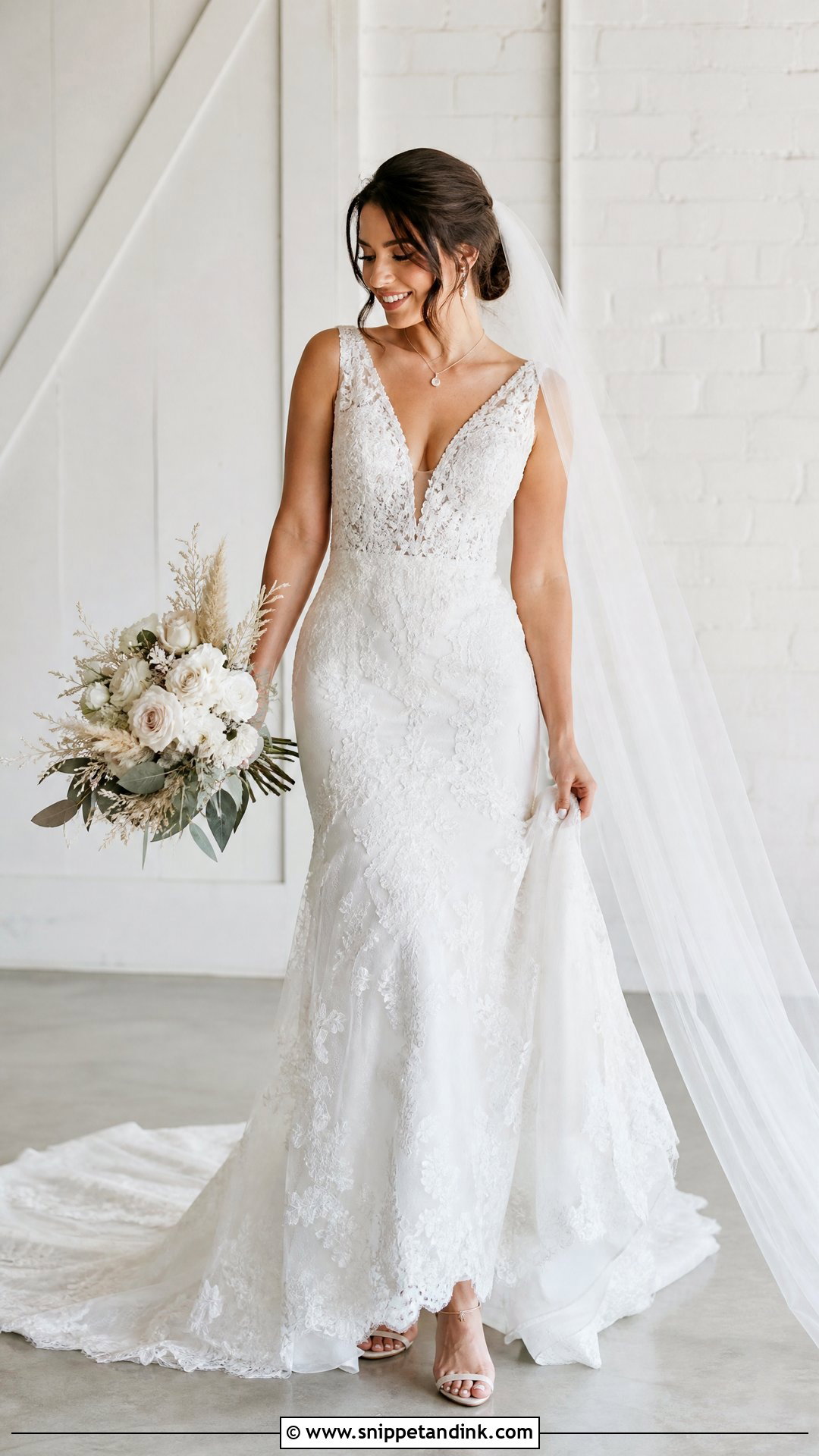 Fitted V Neck Wedding Dress - Snippet and Ink - 25 Wedding Dresses Fitted