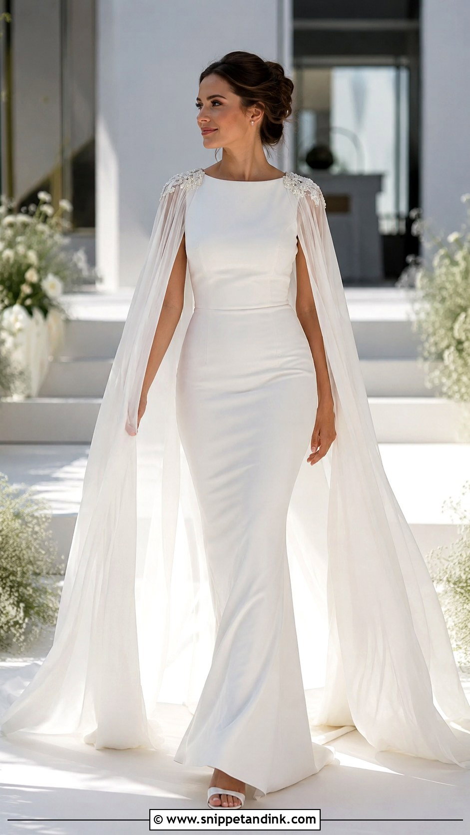 Fitted Wedding Dress With Cape - Snippet and Ink - 25 Form Fitting Wedding Dress Ideas