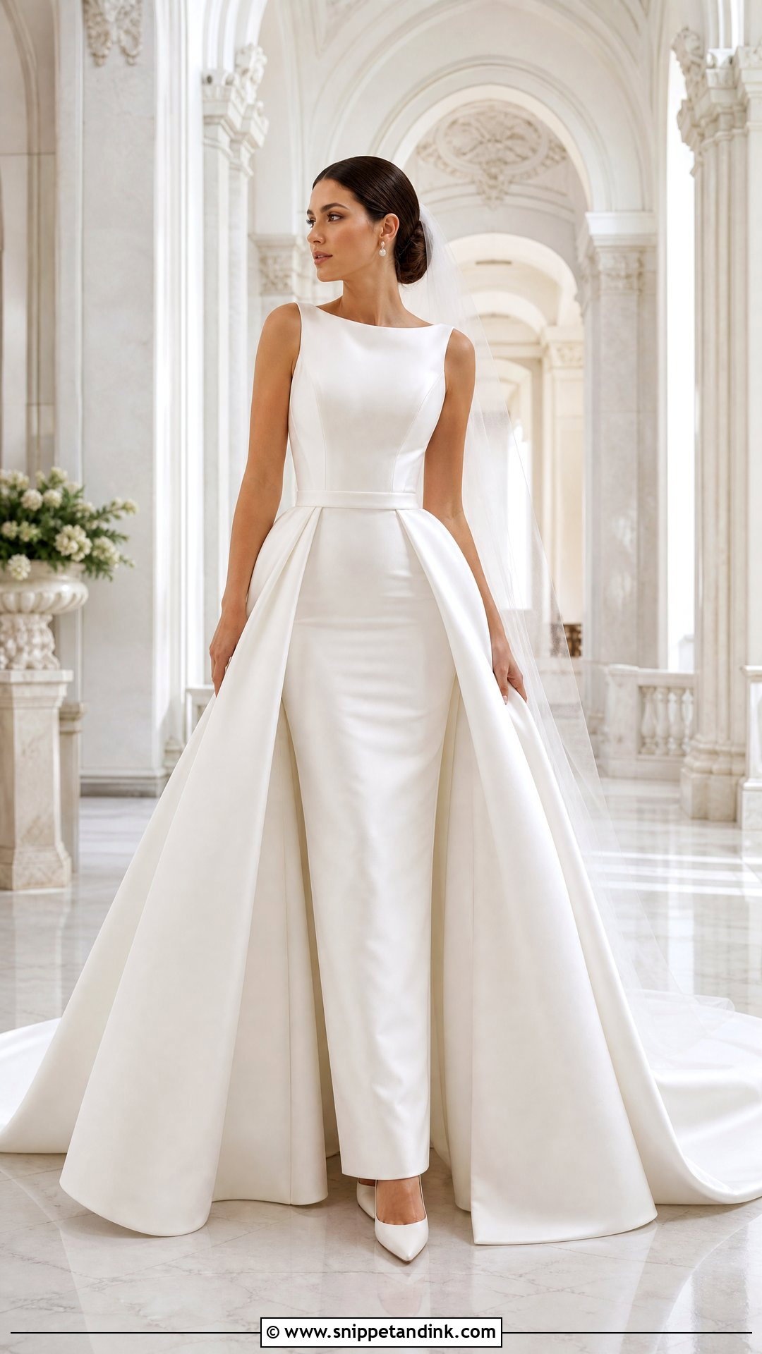 Fitted Wedding Dress With Detachable Overskirt - Snippet and Ink - 20 Sleek Wedding Dresses