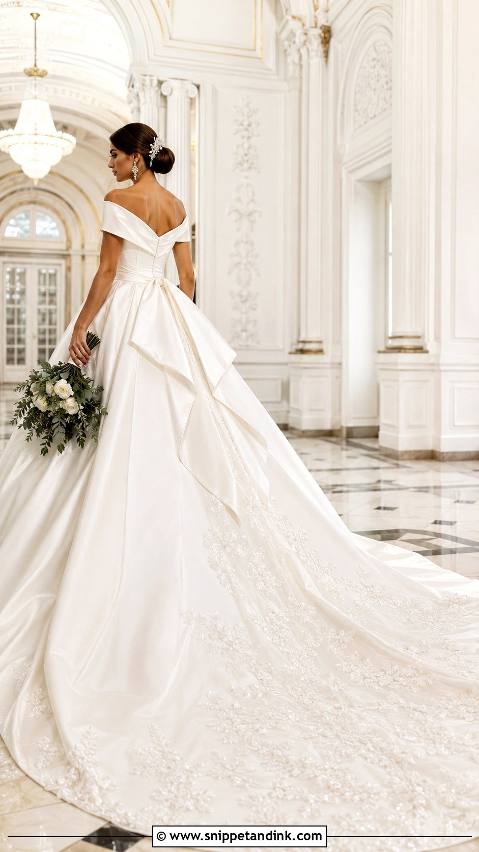 Five Point American Bustle for Cathedral Train Dress - Snippet and Ink - 20 Dress Bustle Ideas