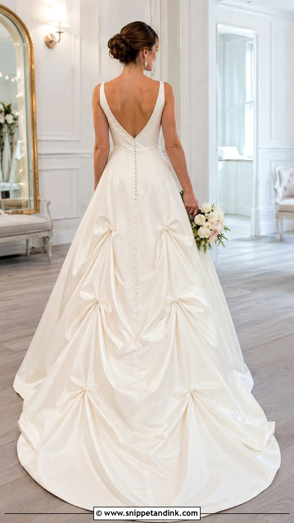 Five Point American Wedding Dress Bustle - Snippet and Ink - 20 DIY Wedding Dress Bustle Ideas