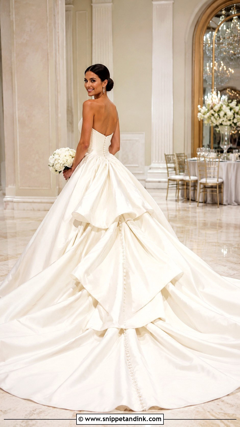 Five Point Bustle Cathedral Train Wedding Dress - Snippet and Ink - 25 Bustle Wedding Dress Styles