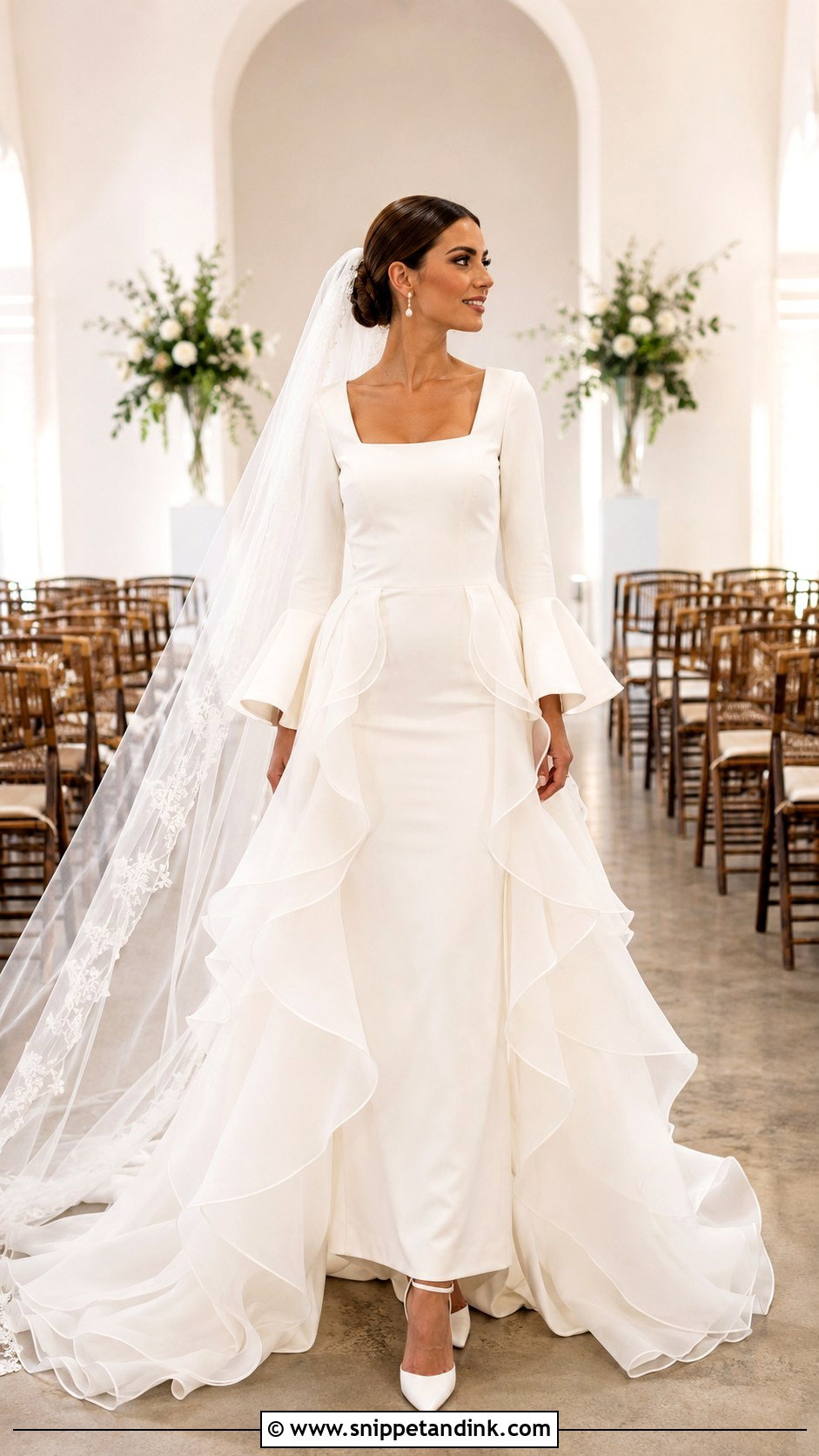 Flamenco Wedding Dress With Detachable Ruffle Overskirt - Snippet and Ink - 20 Flamenco Wedding Dress Ideas