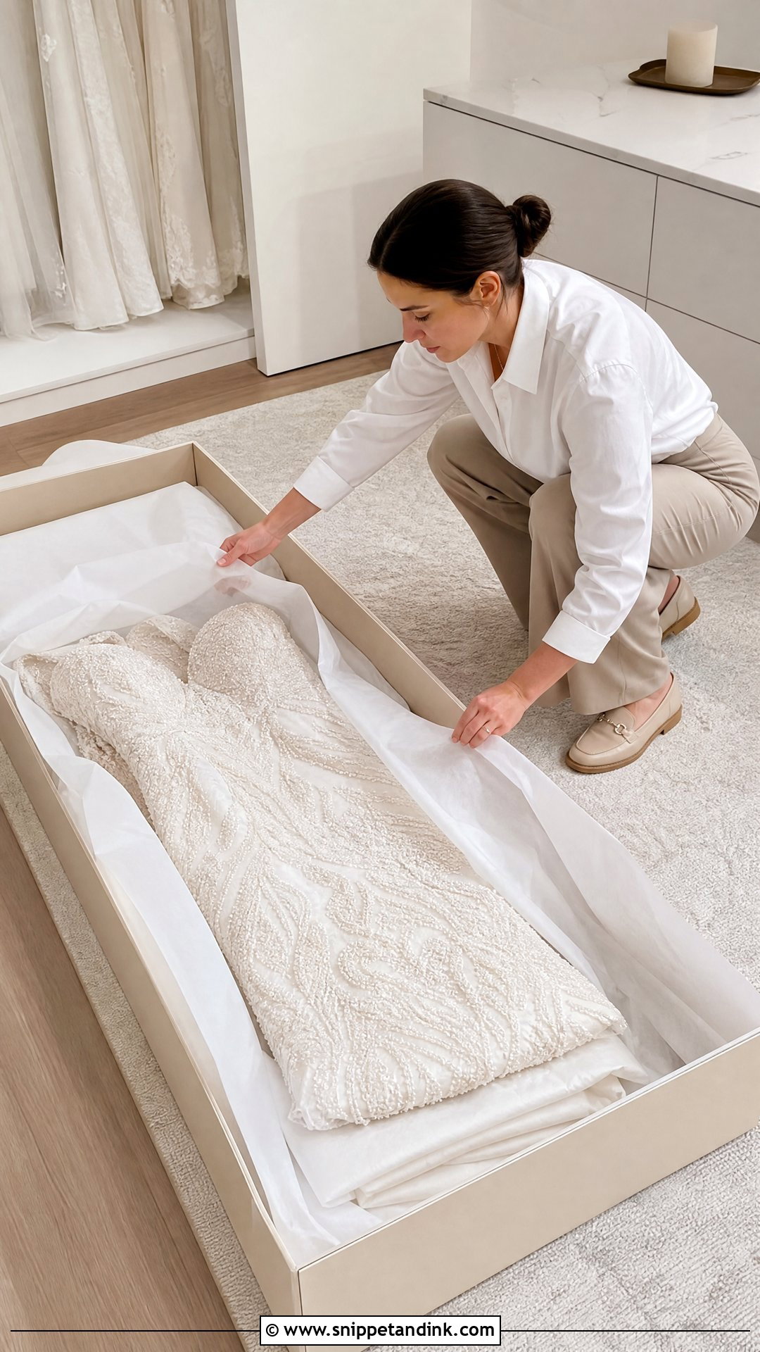 Flat Wedding Dress Storage - Snippet and Ink - 20 Wedding Dress Storage Ideas