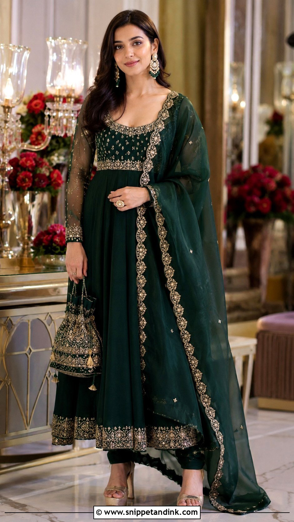 Floor Length Anarkali For Indian Sangeet - Snippet and Ink - 20 Indian Sangeet Outfit Ideas