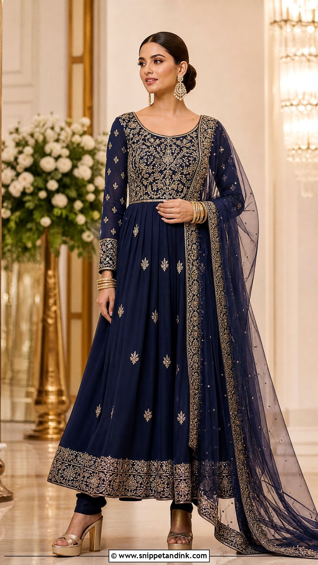 Floor Length Anarkali For North Indian Wedding - Snippet and Ink - 20 North Indian Wedding Outfits