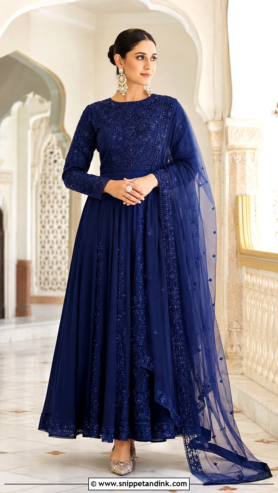Floor Length Anarkali Gown Outfit - Snippet and Ink - 20 Modern Indian Wedding Dress Ideas