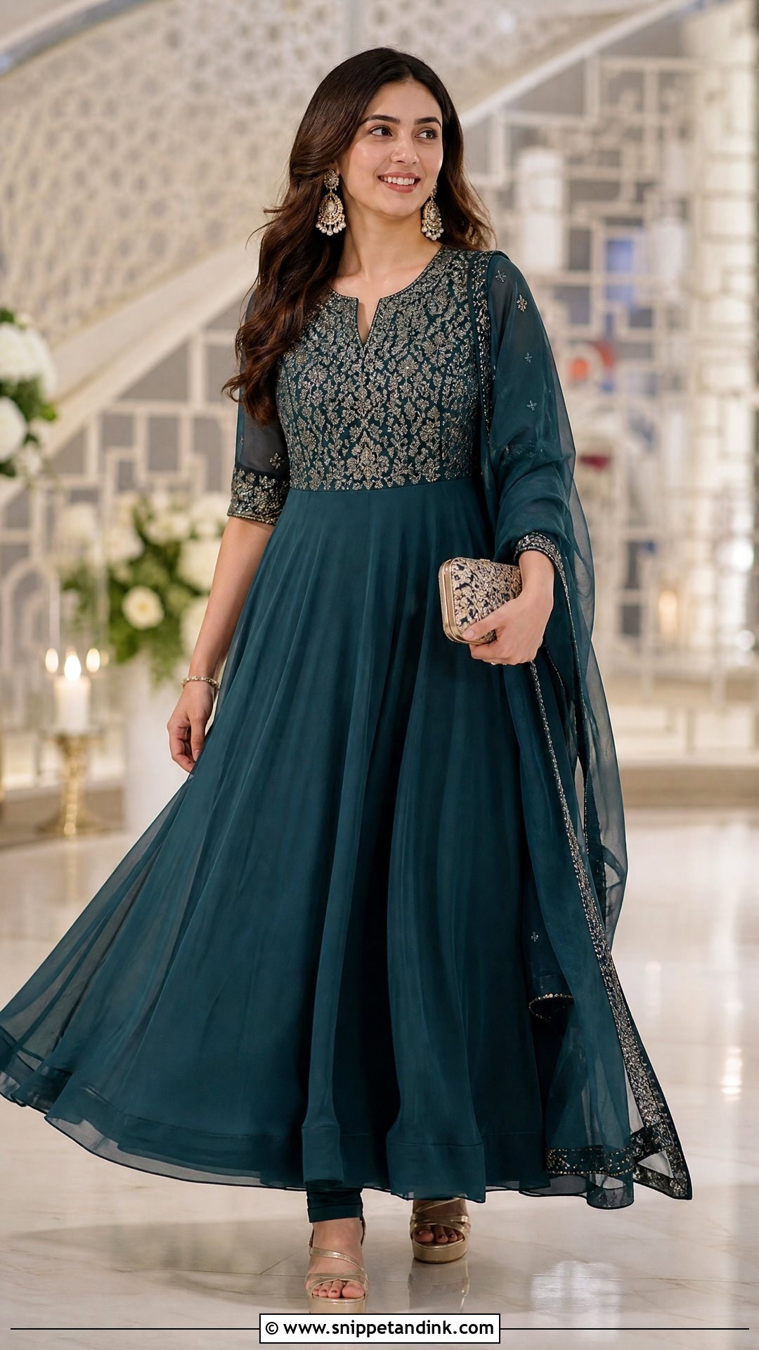 Floor Length Anarkali Indian Wedding Outfit - Snippet and Ink - 20 Stylish Indian Wedding Outfits Ideas