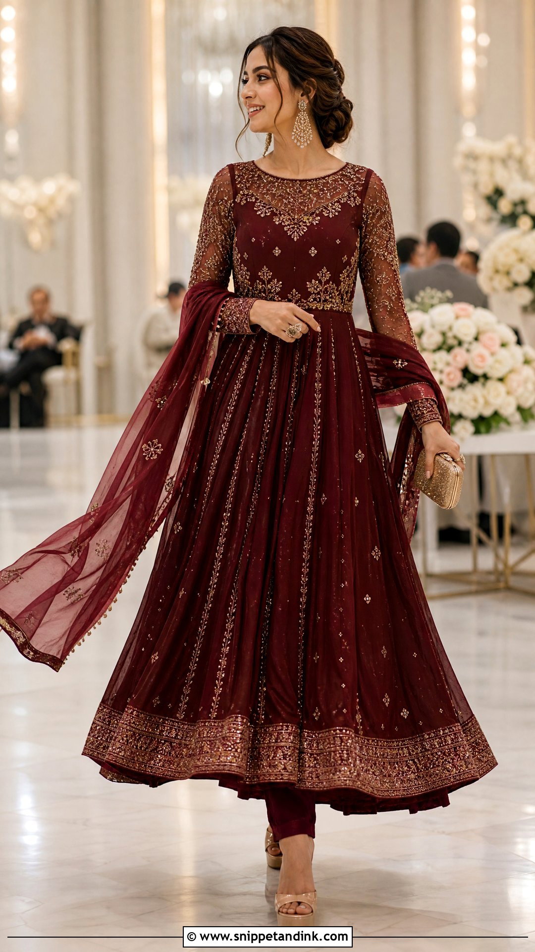 Floor Length Anarkali Reception Outfit - Snippet and Ink - 20 Outfits for Marriage Functions