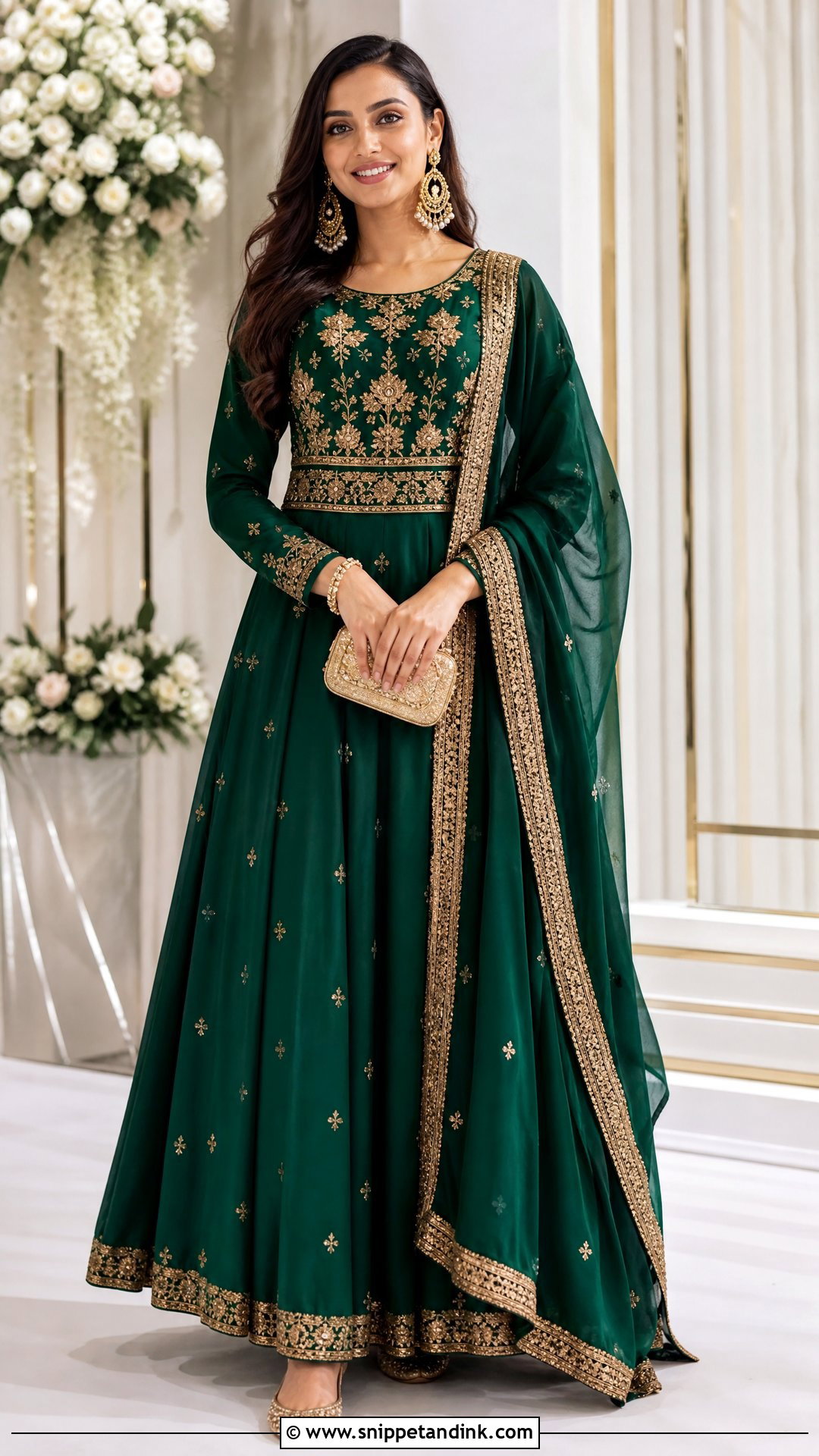 Floor Length Anarkali Suit With Churidar - Snippet and Ink - 20 Traditional Indian Wedding Outfits