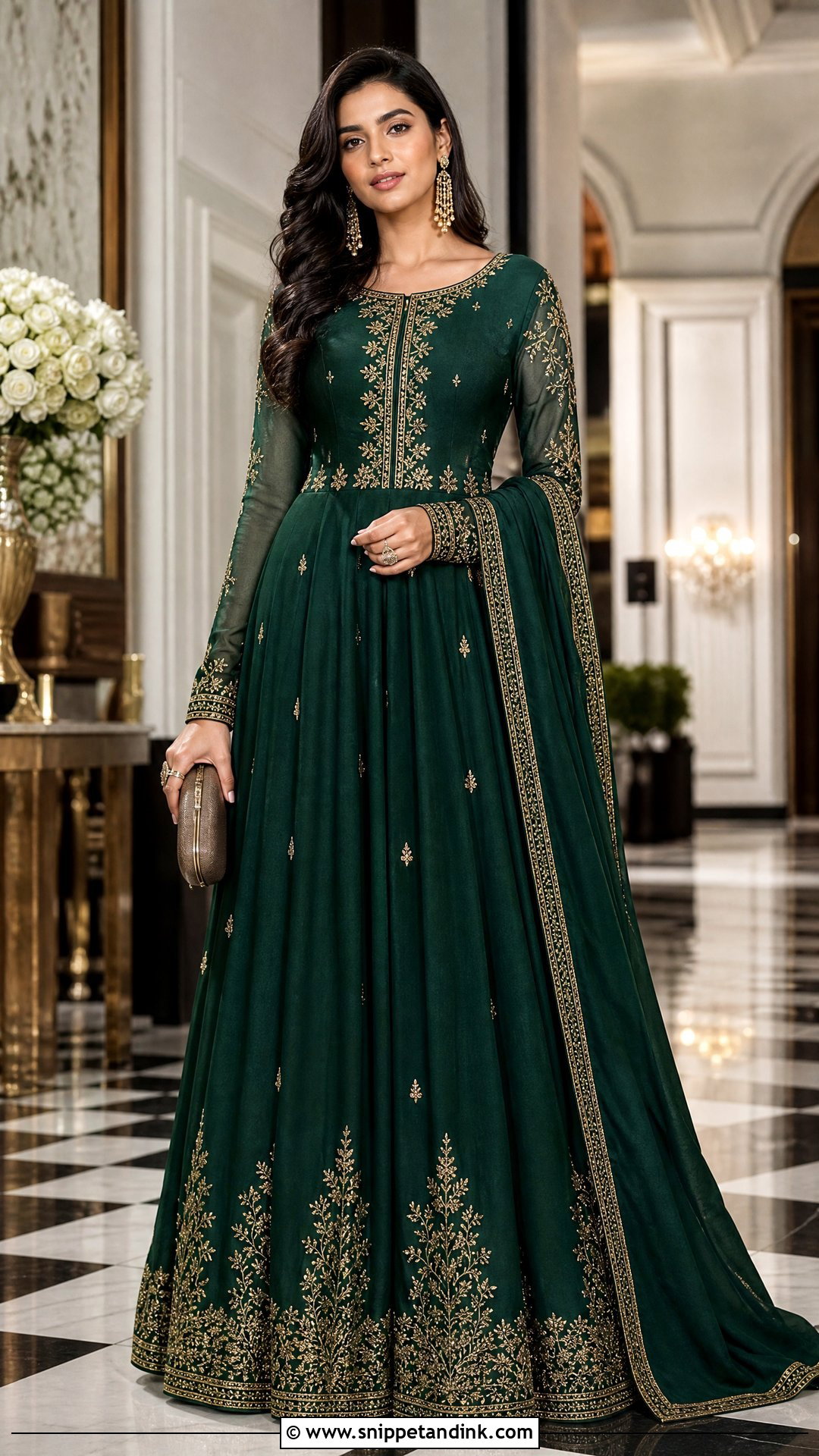 Floor Length Anarkali Wedding Look - Snippet and Ink - 20 Simple Indian Wedding Look Ideas