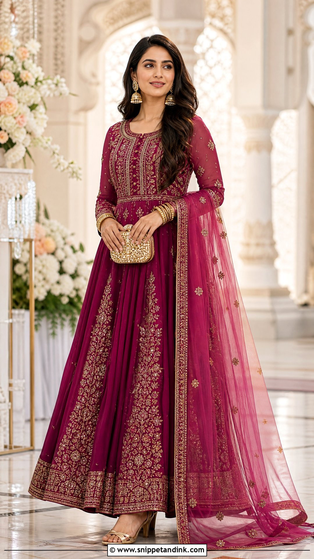 Floor Length Anarkali Wedding Outfit - Snippet and Ink - 20 Unique Indian Wedding Outfits