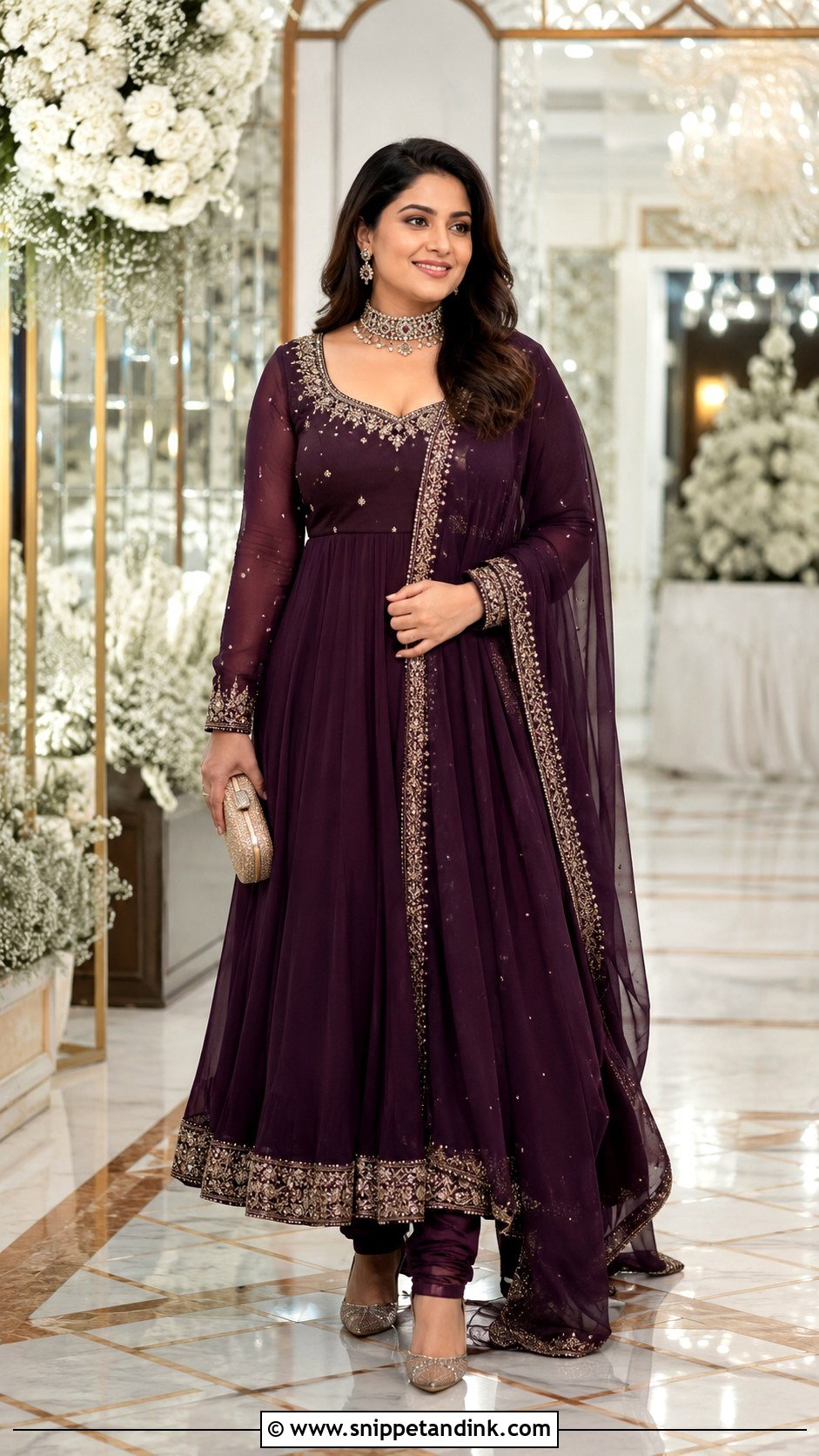 Floor Length Anarkali Wedding Outfit - Snippet and Ink - 20 Desi Fits for Wedding Ideas