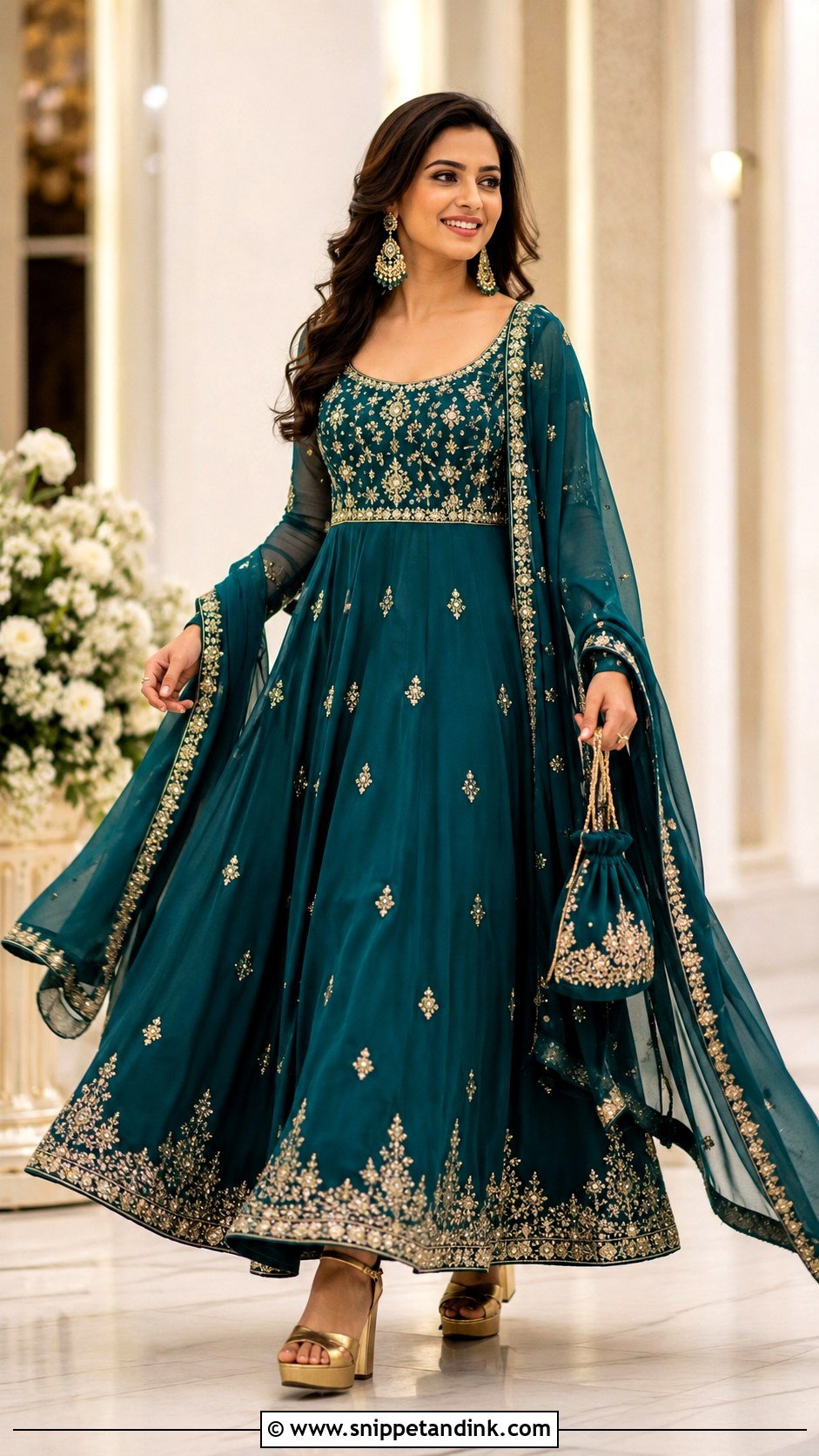 Floor Length Bollywood Anarkali - Snippet and Ink - 20 Bollywood Wedding Outfit Ideas