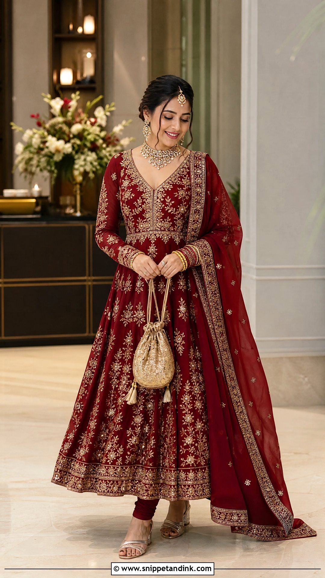 Floor Length Bridal Anarkali - Snippet and Ink - 25 Hindu Wedding Dress Ideas