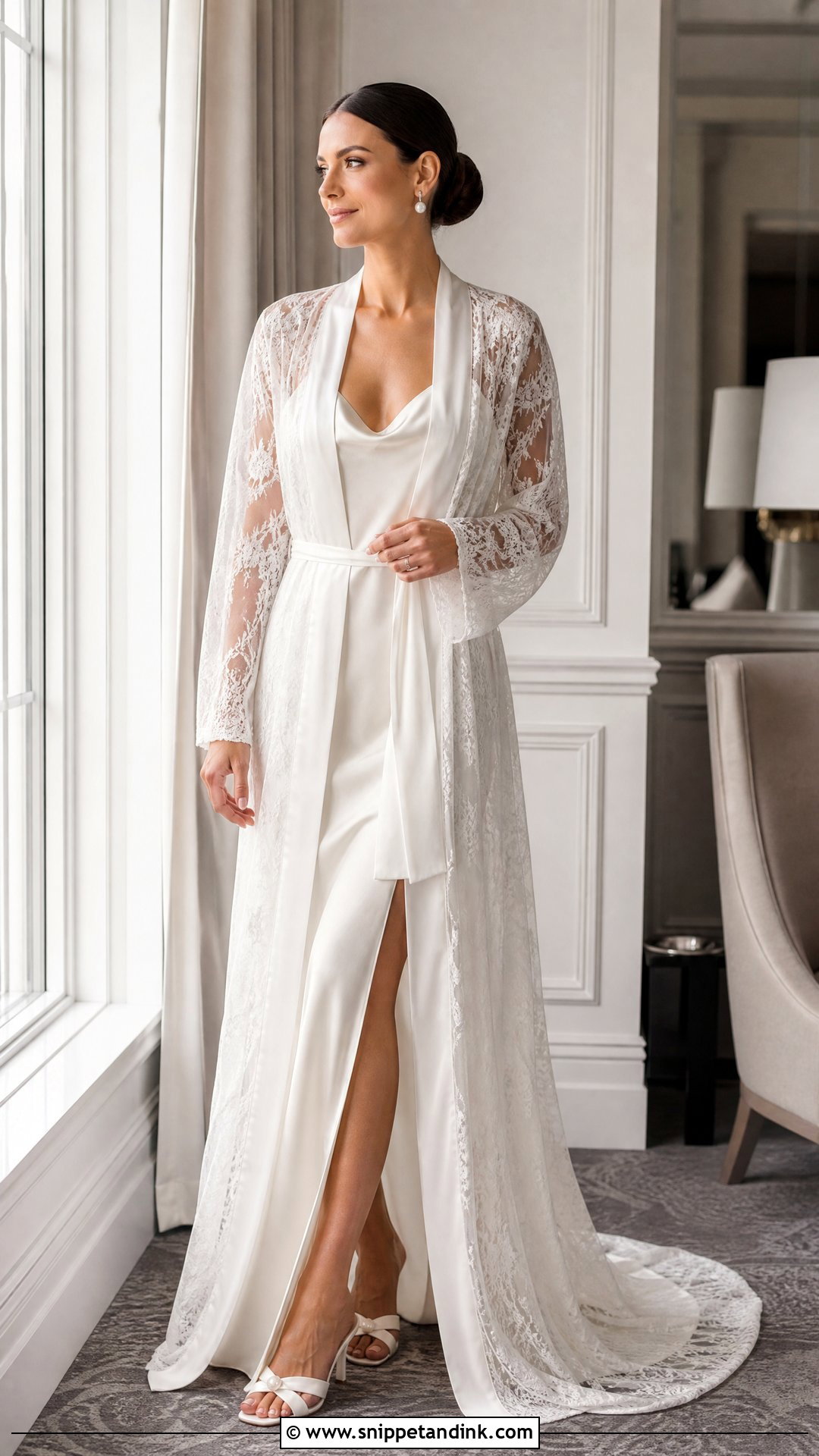 Floor Length Bridal Robe Outfit - Snippet and Ink - 25 Wedding Robes for Bride Ideas