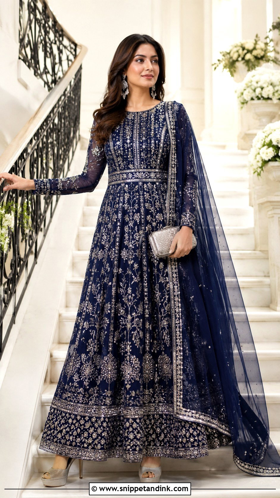 Floor Length Embroidered Kurti Gown - Snippet and Ink - 20 Latest Kurti Designs for Wedding