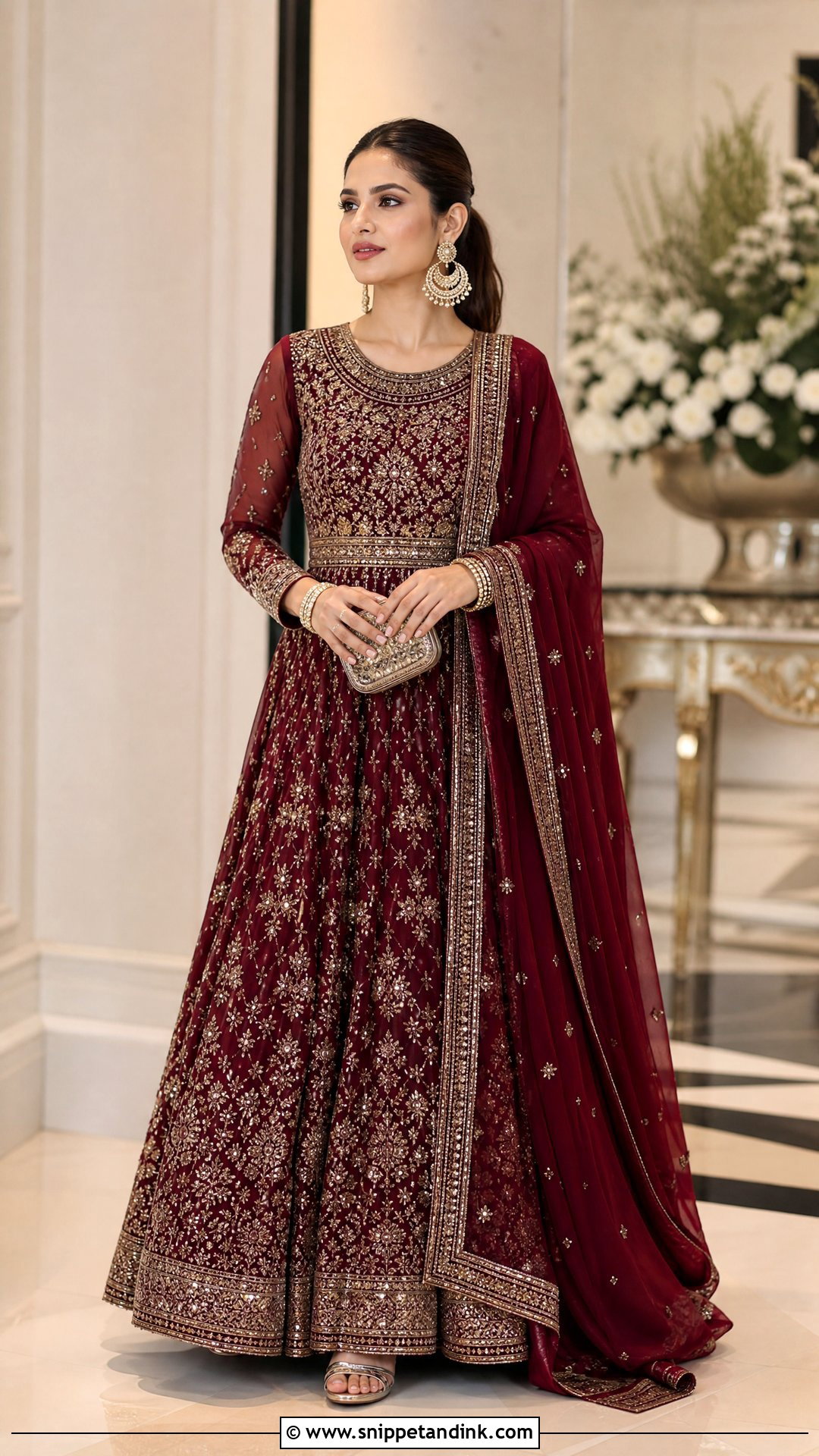Floor Length Gown Anarkali Wedding Dress - Snippet and Ink - 25 Traditional Indian Wedding Dress Ideas