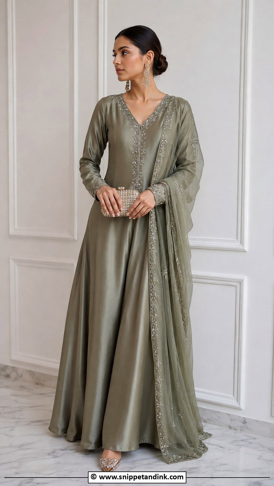 Floor Length Gown With Dupatta - Snippet and Ink - 30 Gown with Dupatta Ideas