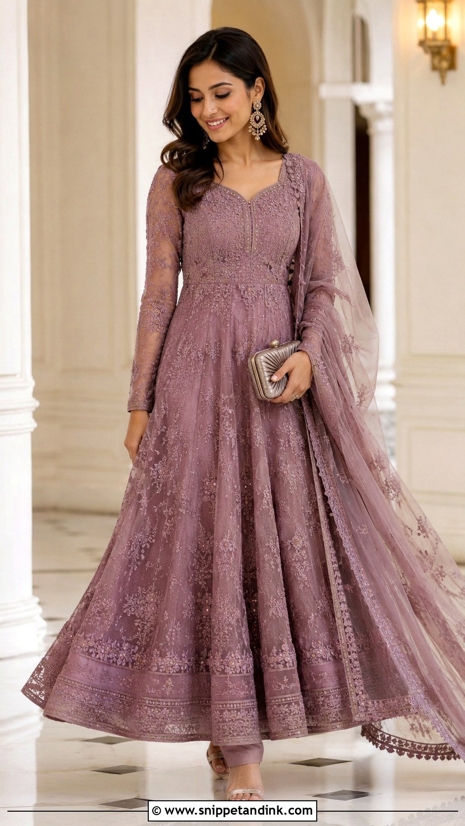 Floor Length Indian Bridesmaid Anarkali - Snippet and Ink - 20 Indian Bridemates Dress Ideas