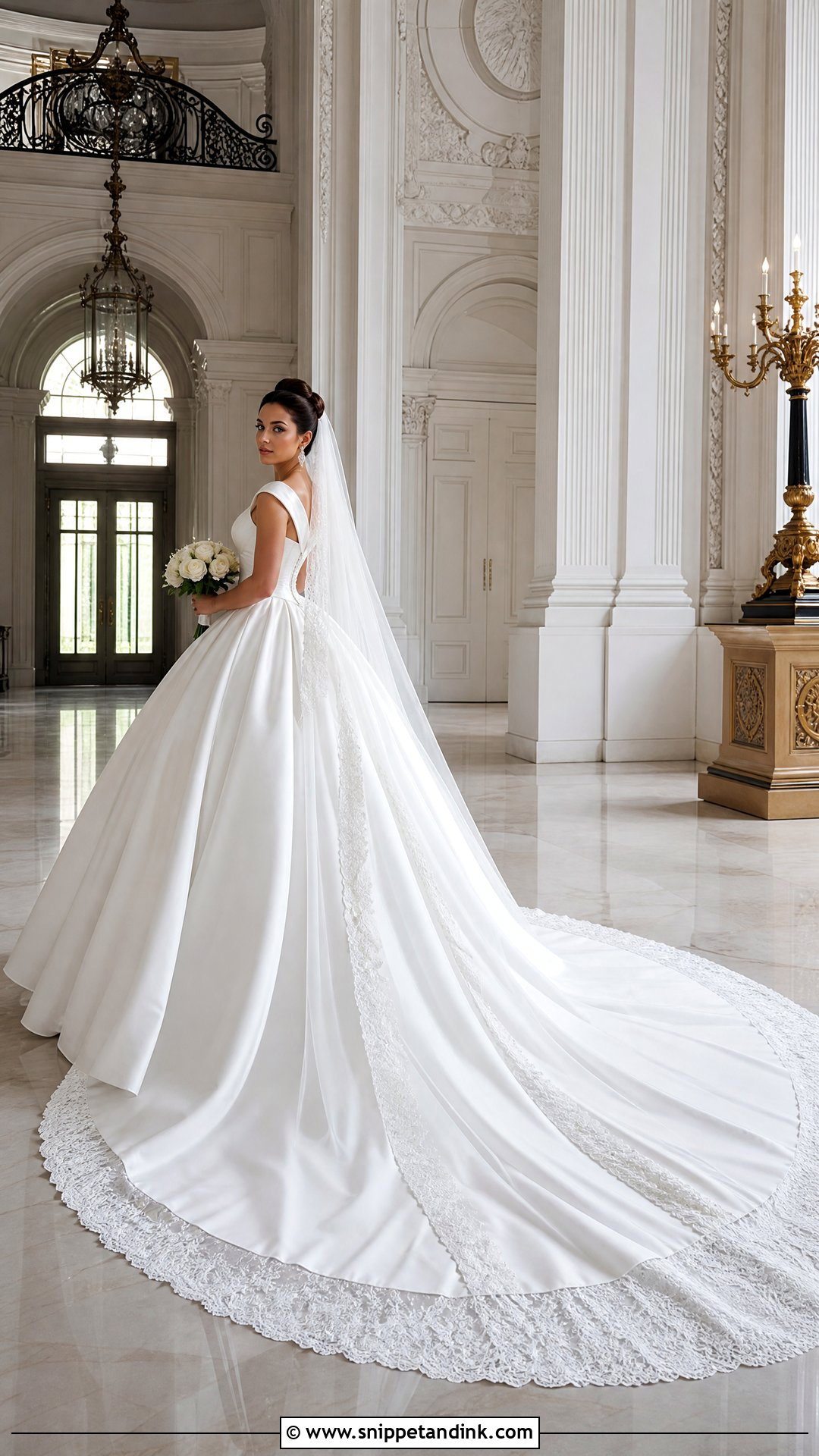 Floor Length Wedding Dress With Royal Train - Snippet and Ink - 20 Wedding Dress Length Ideas