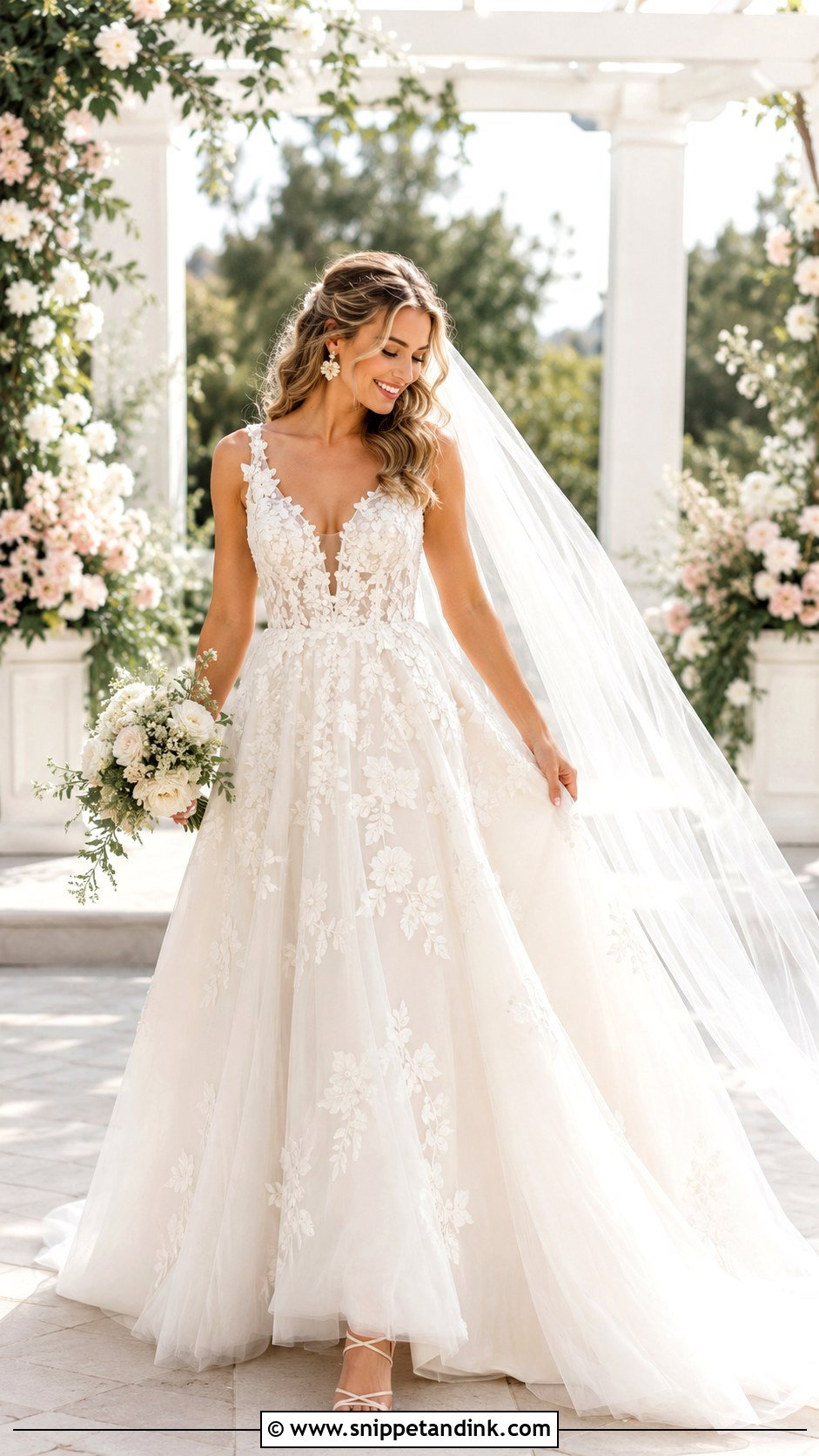 Floral A Line Bridal Gown - Snippet and Ink - 25 A Line Bridal Gowns