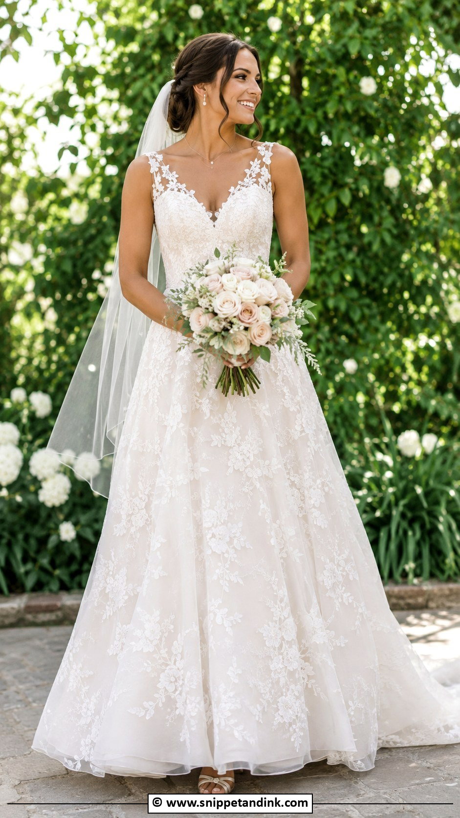 Floral A Line Wedding Dress - Snippet and Ink - 25 Wedding Dress Flowers