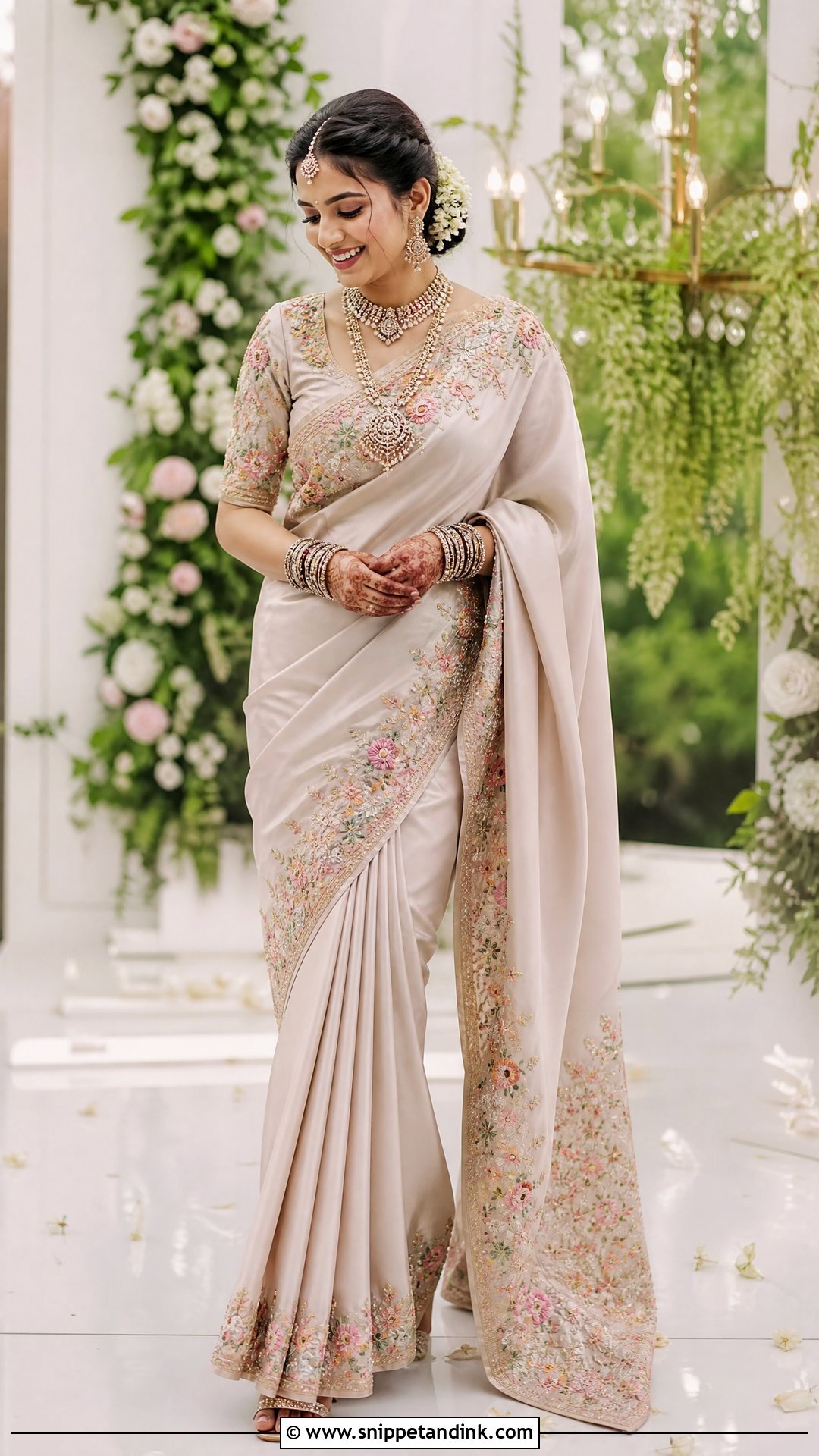 Floral Aari Work Bridal Saree - Snippet and Ink - 25 Bridal Aari Work Ideas