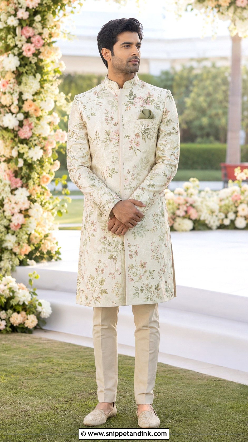 Floral Achkan For Bride Brother - Snippet and Ink - 20 Bride Brother Outfit Ideas
