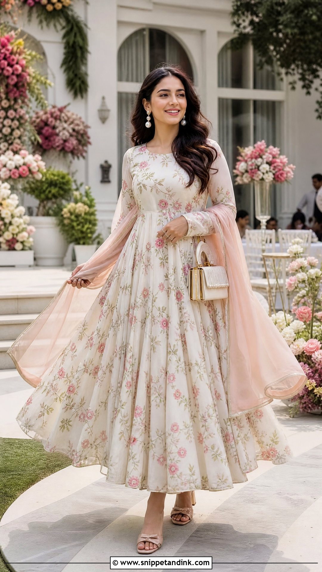 Floral Anarkali Day Marriage Function Outfit - Snippet and Ink - 20 Marriage Function Outfit for Women Ideas