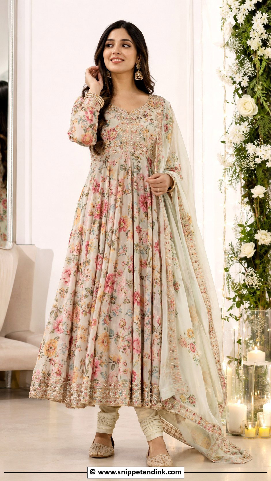 Floral Anarkali Dholki Outfit - Snippet and Ink - 30 Dholki Outfit Ideas