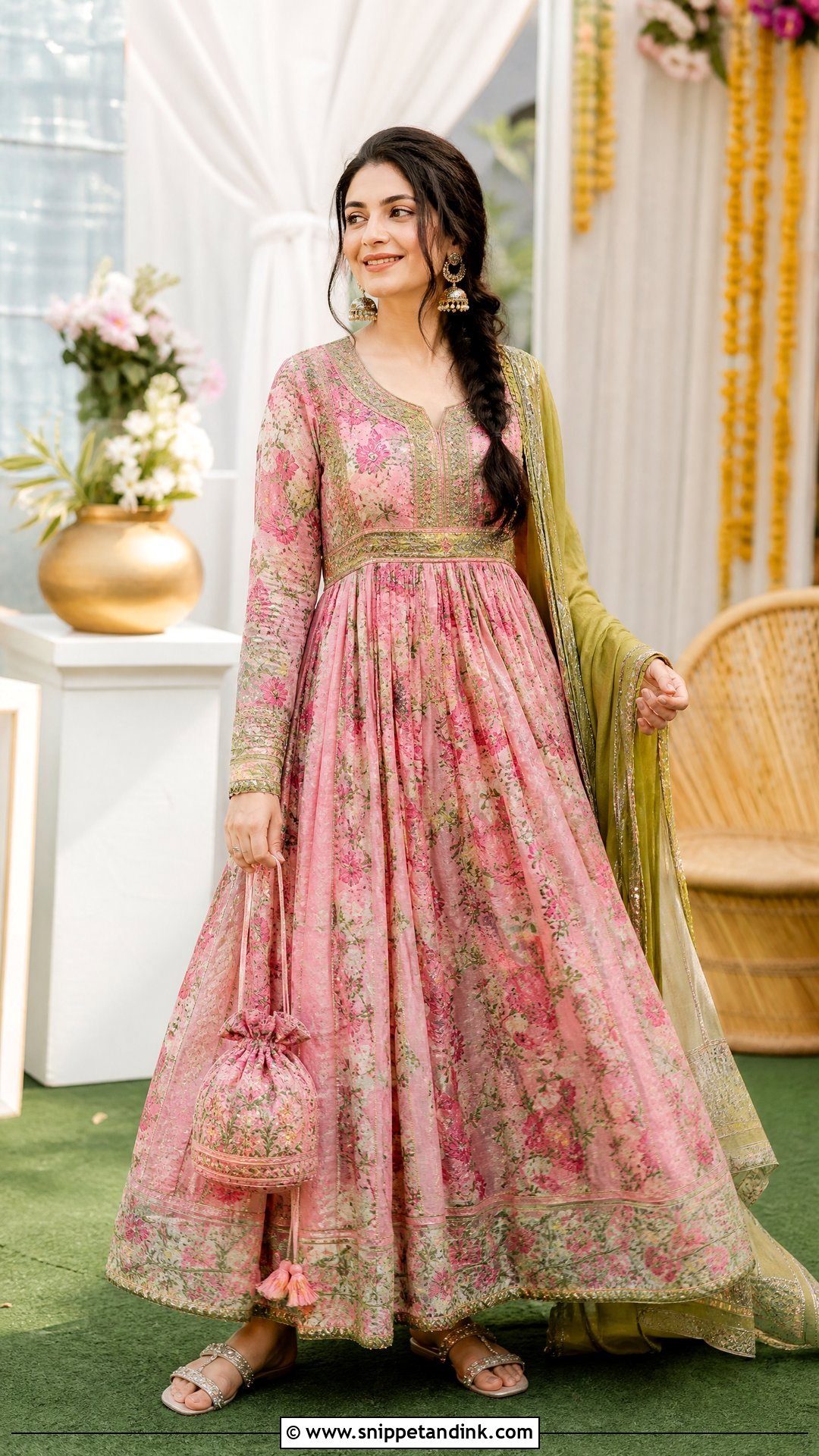 Floral Anarkali Dress For Mehendi Function - Snippet and Ink - 25 Marriage Function Dress Ideas