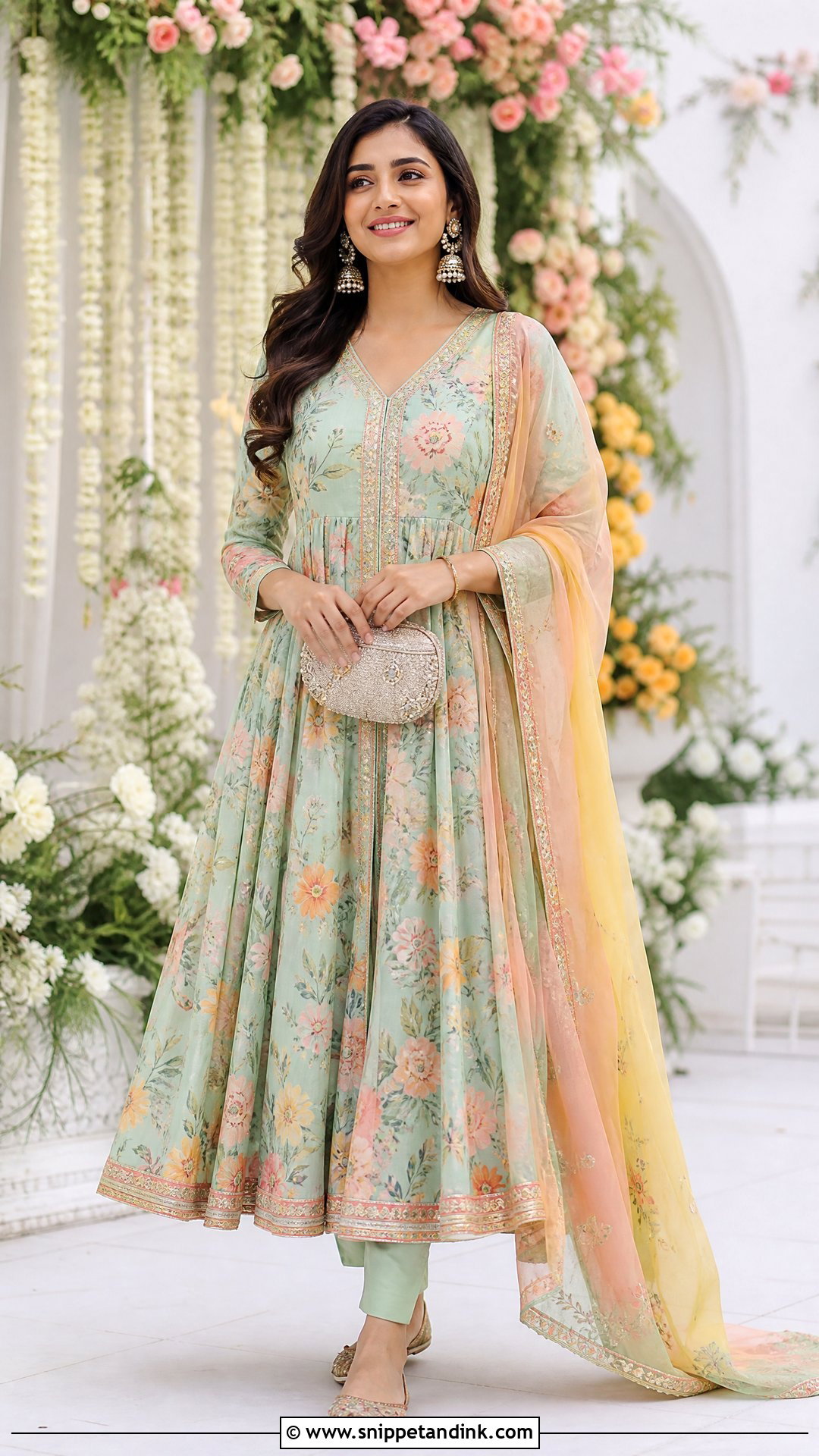 Floral Anarkali For Mehendi Function - Snippet and Ink - 25 Mehendi Function Outfit Ideas