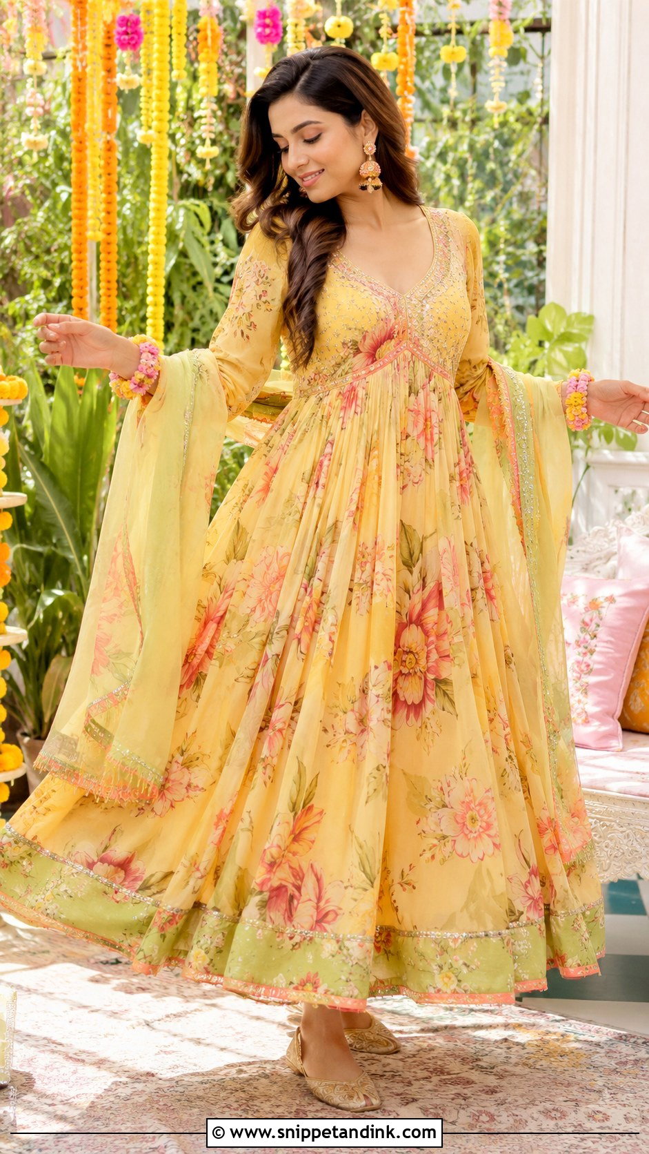 Floral Anarkali For Mehendi Function - Snippet and Ink - 25 Dress for Mehendi Function Ideas
