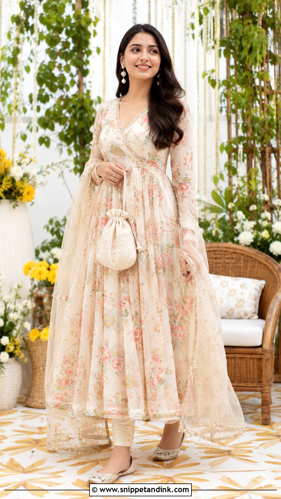 Floral Anarkali Marriage Function Outfit - Snippet and Ink - 20 Outfit for Marriage Function Ideas