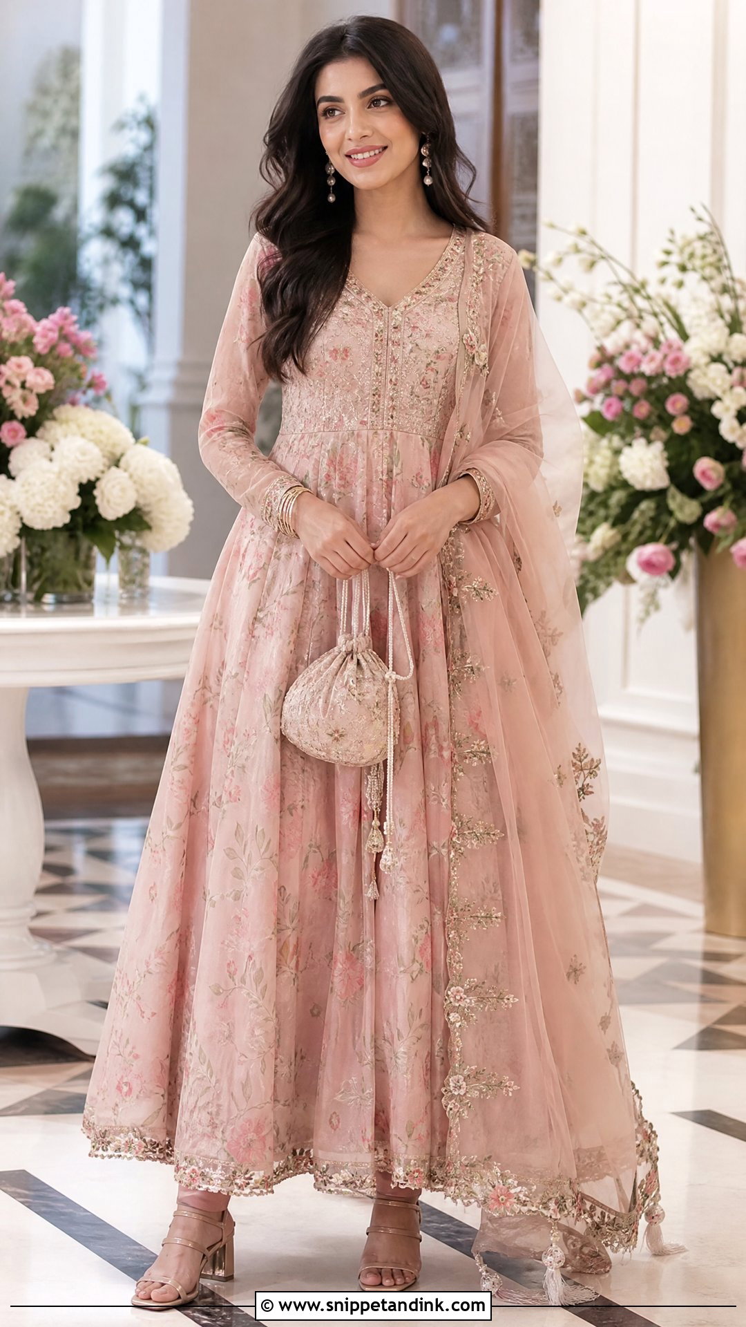 Floral Anarkali Roka Outfit - Snippet and Ink - 20 Pre Wedding Traditional Outfits