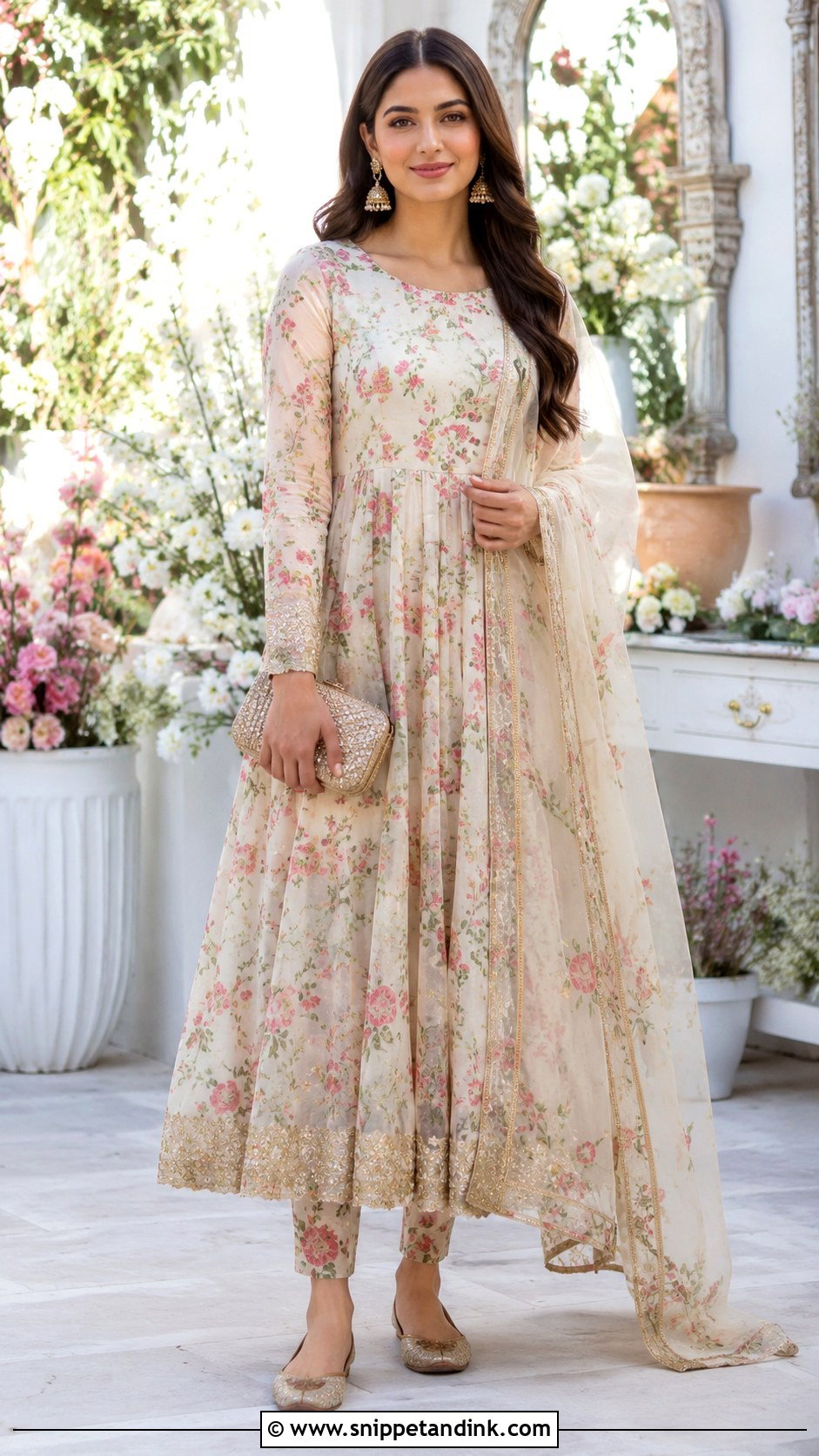 Floral Anarkali Suit Outfit - Snippet and Ink - 30 Eid Mubarak Outfit Ideas