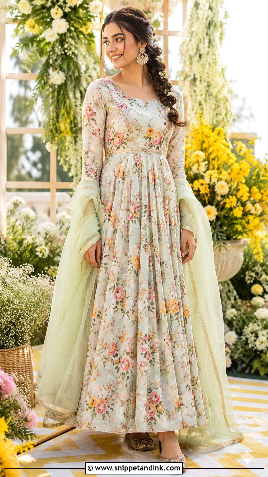 Floral Anarkali for Mehendi Function - Snippet and Ink - 25 Outfit for Mehendi Function Ideas