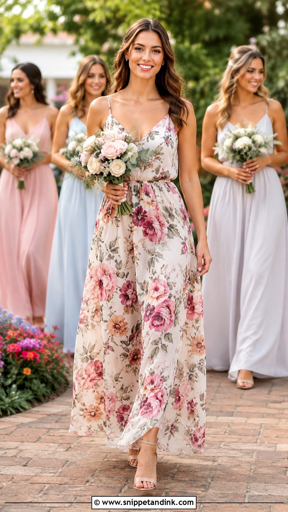 Floral And Solid Bridal Party Dress - Snippet and Ink - 25 Bridal Party Dress Ideas